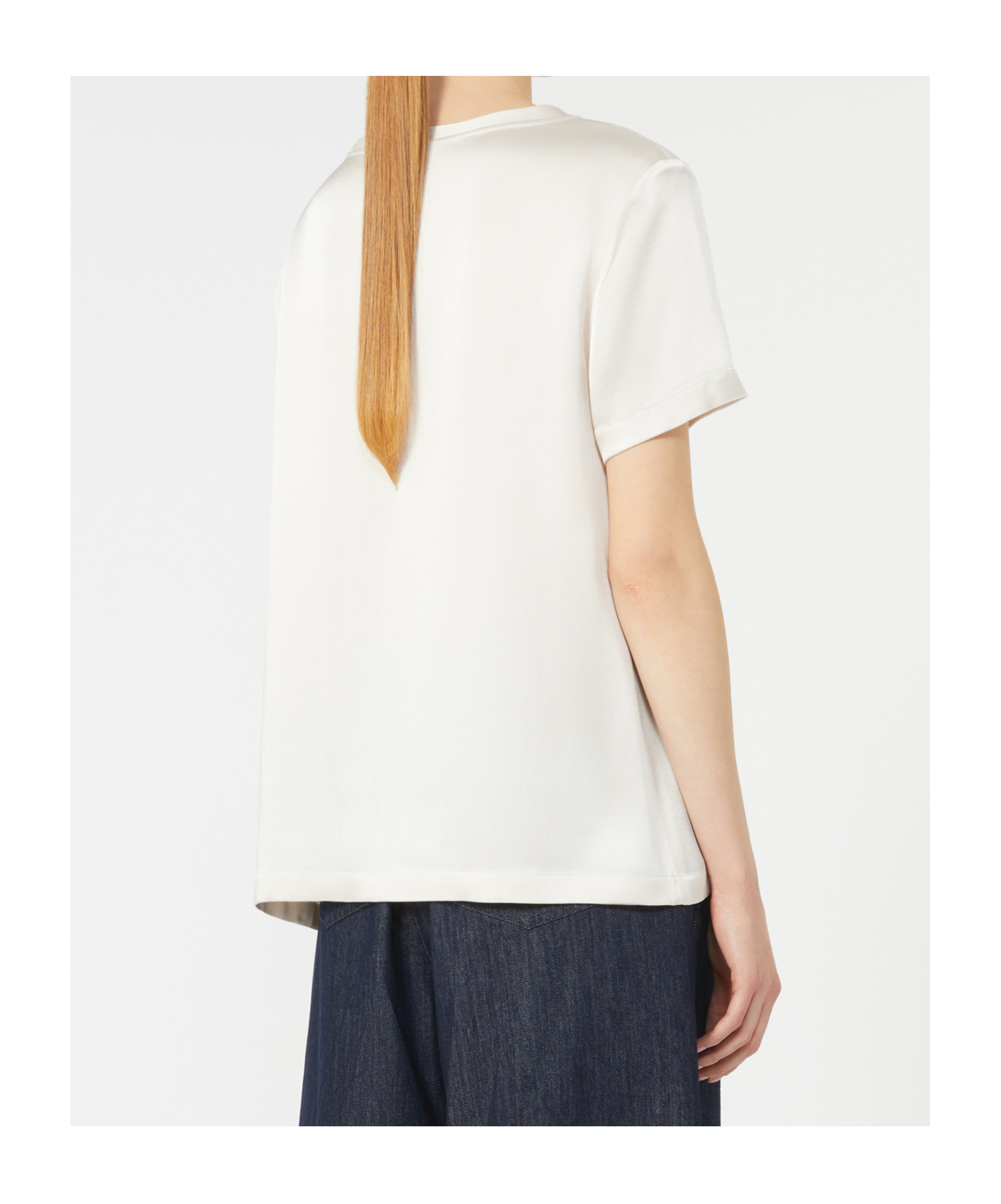 Max Mara Round Neck Short Sleeve T-shirt In White
