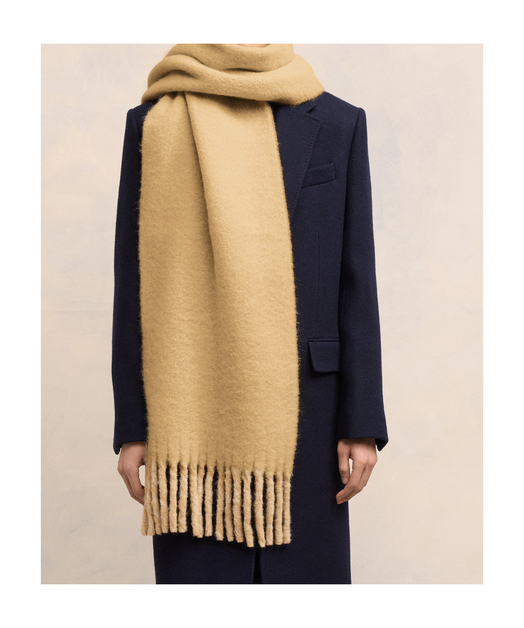 Ami Alexandre Mattiussi Fringed Wool Blend Scarf In White