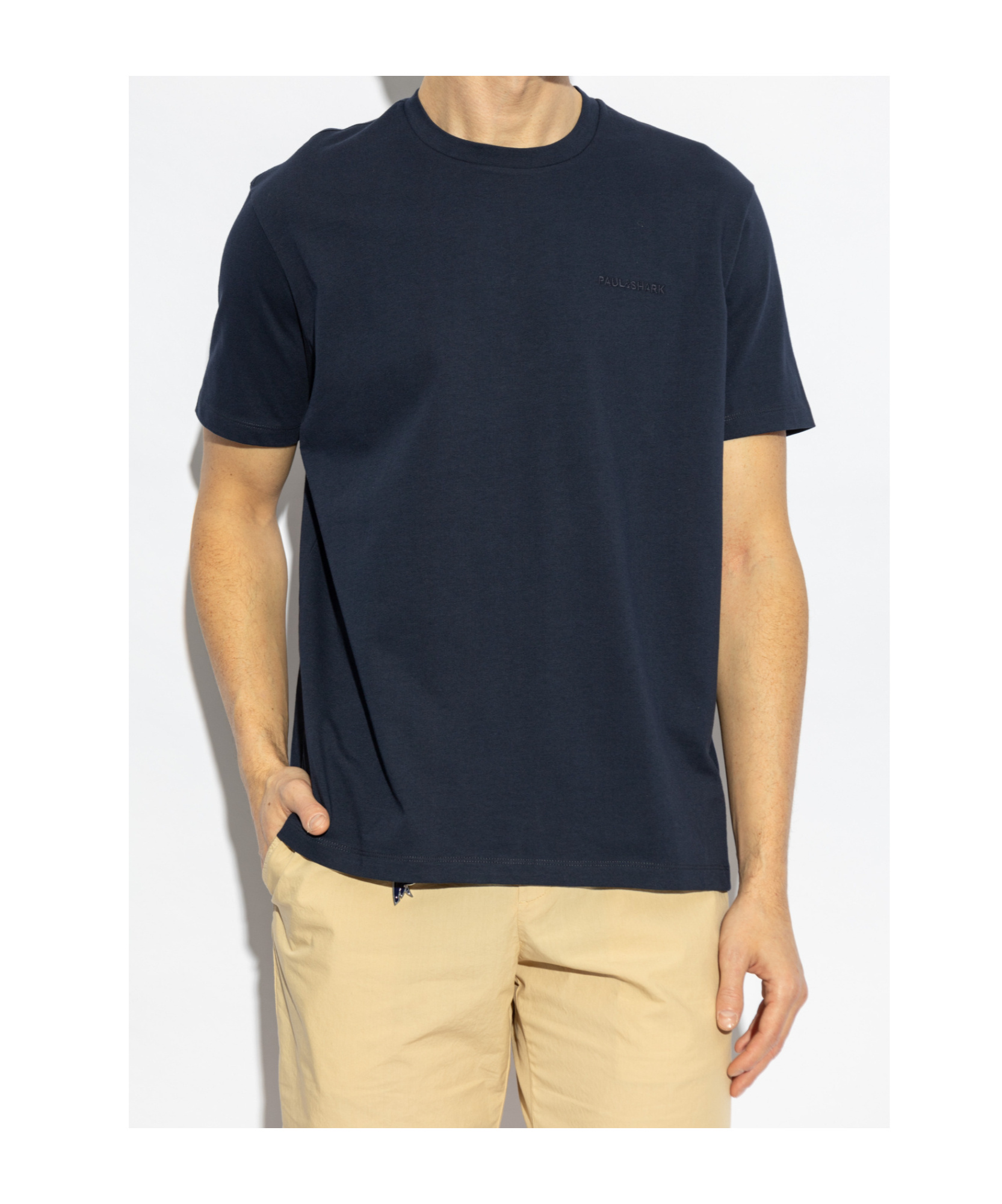 Paul & Shark Tone-on-tone Embroidery Cotton Jersey T-shirt Clothing In Black