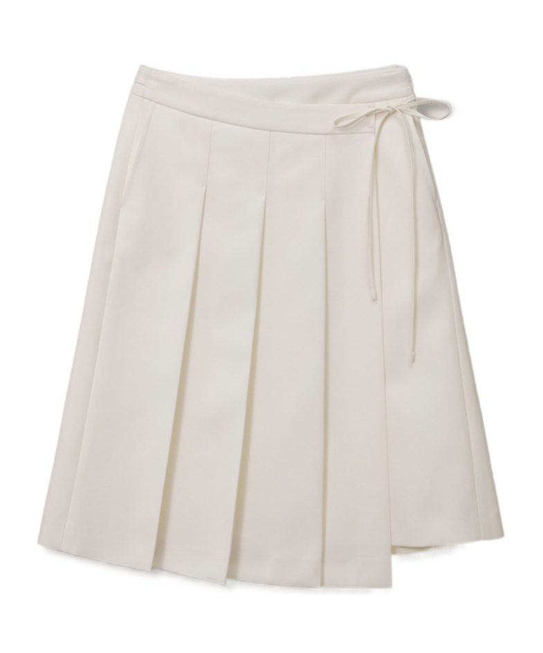 Dunst Ribboned Wide Pleats Skirt Ivory