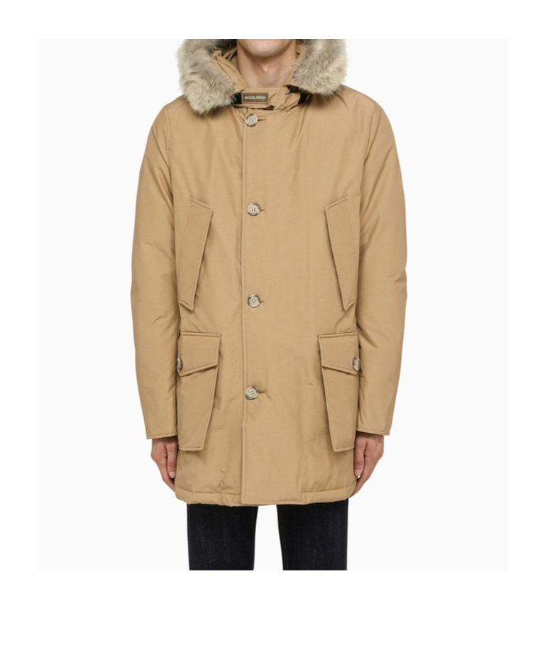 Woolrich Down Jacket "arctic" In Brown