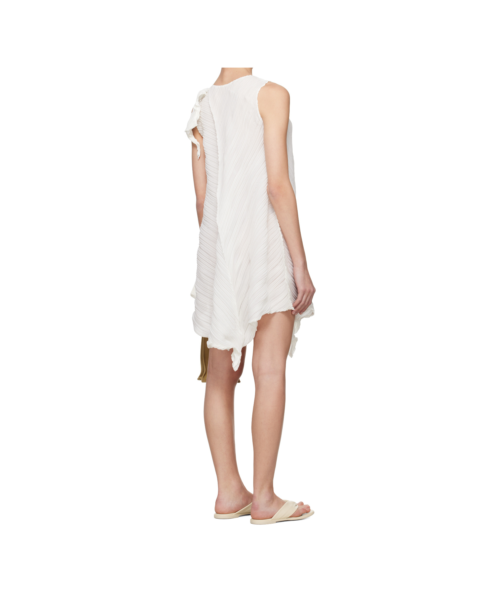 Issey Miyake Ruffled Twist Mini Dress In Neutral