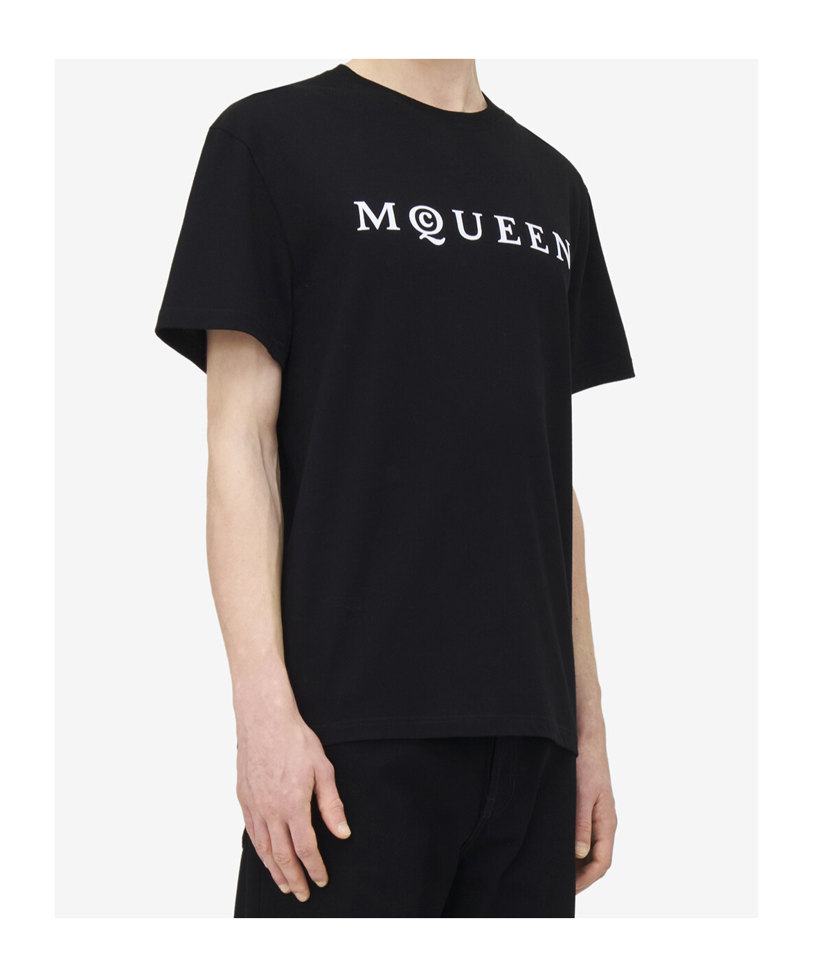 Alexander Mcqueen Logo Print Crewneck T-shirt In Black