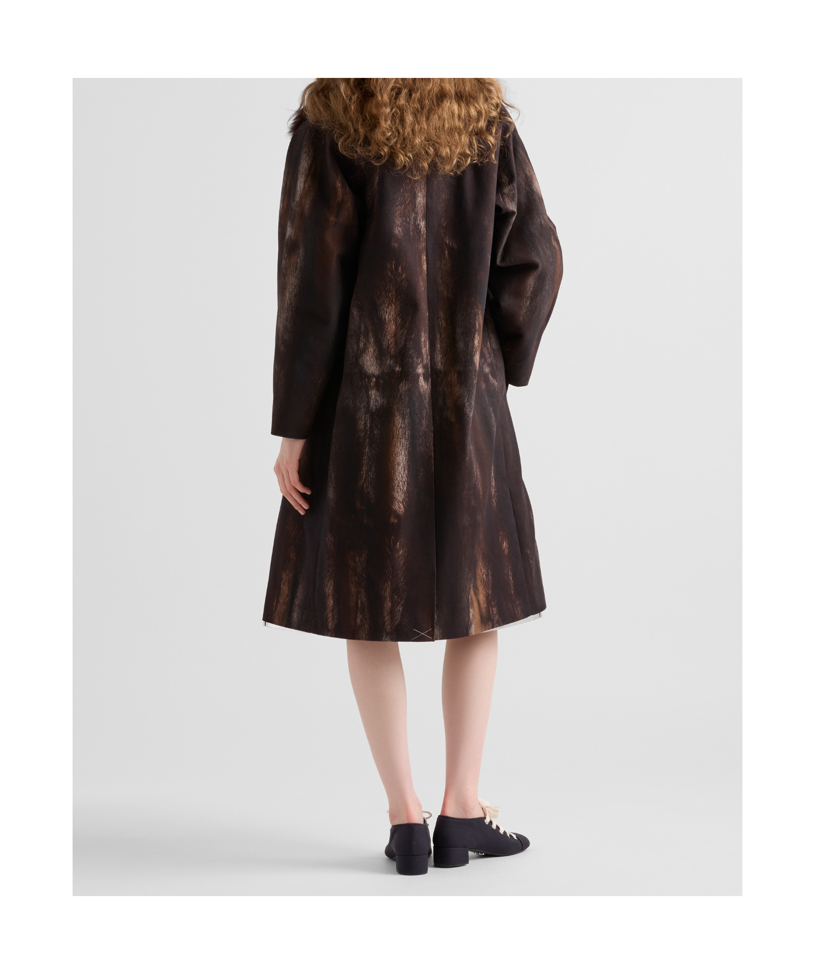 Prada Single-breasted Printed Drill Coat In Cocoa Brown