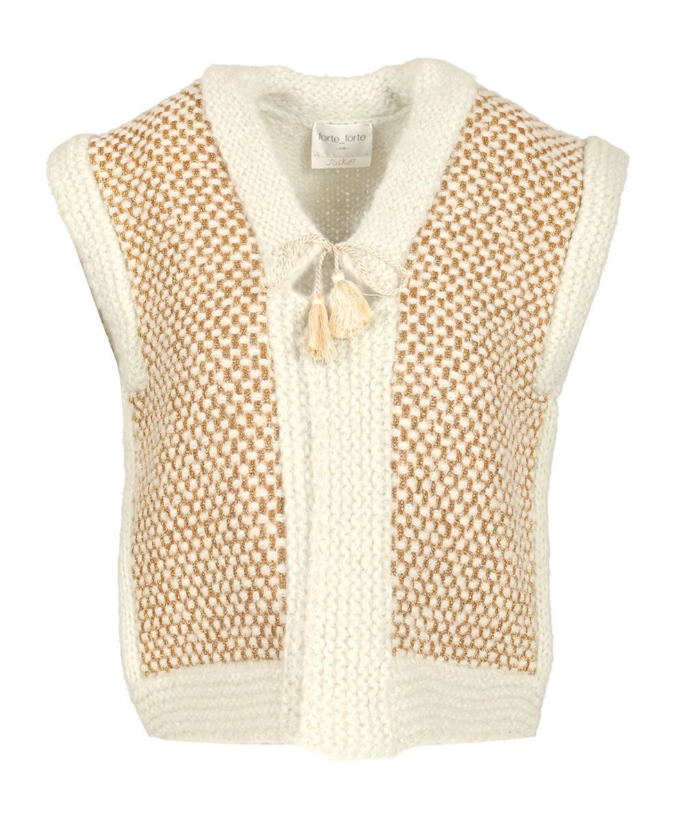 Forte Forte Natte' Tweed And Boucle' Knit Vest In Neutral