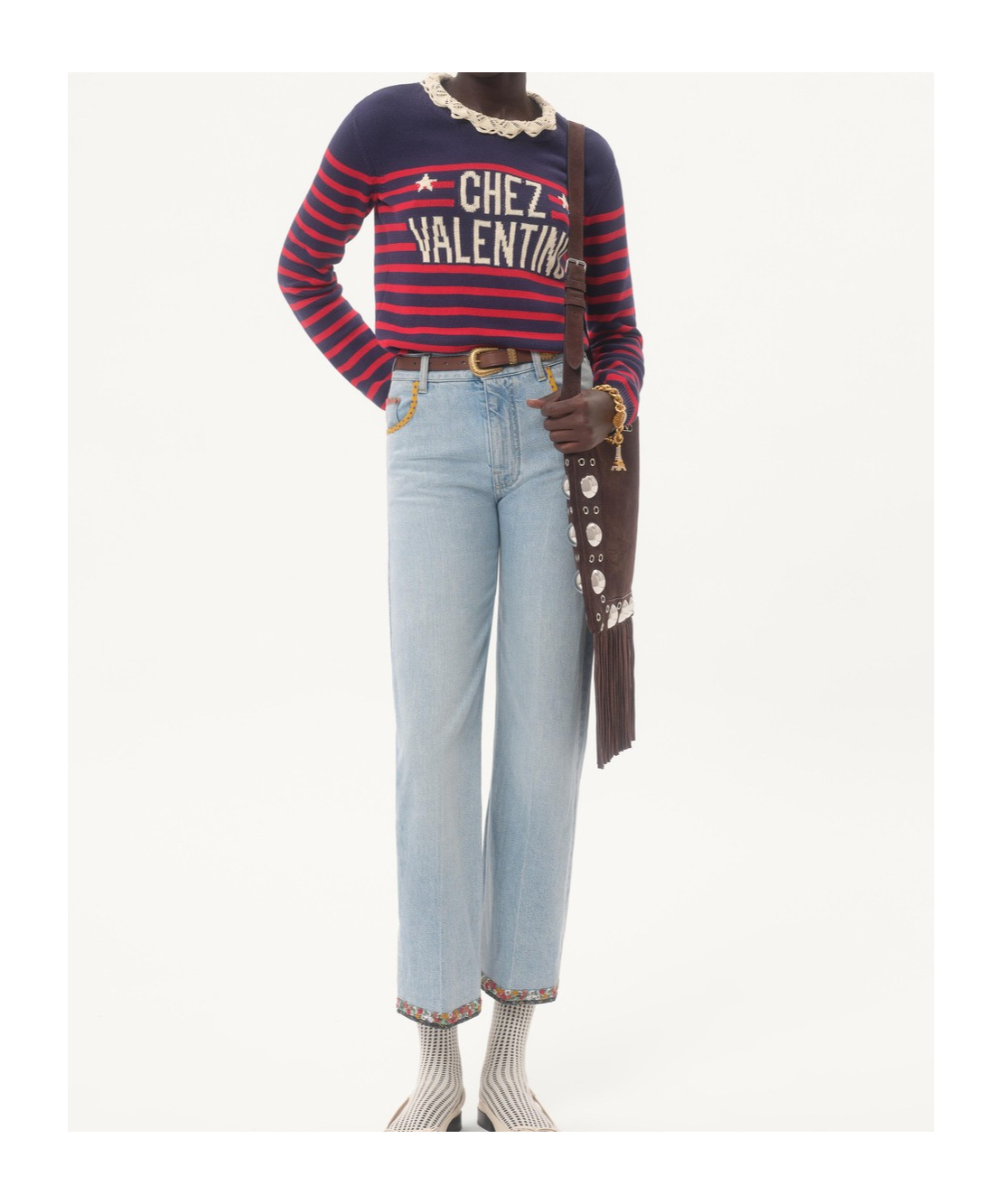 Valentino Knitwear Sweater Asymmetric Neck Design In Blue