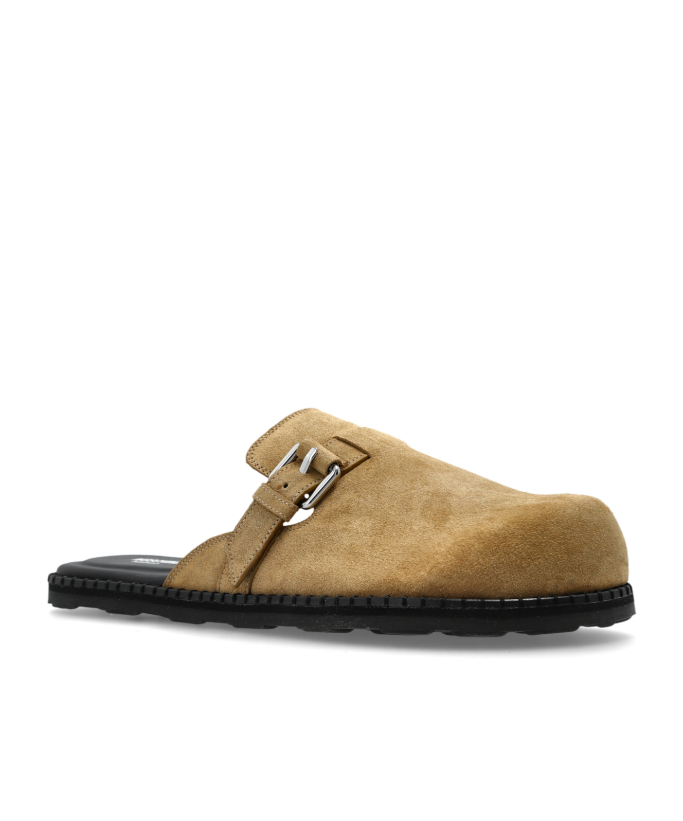 Moschino Suede Sabot With Strap In Black