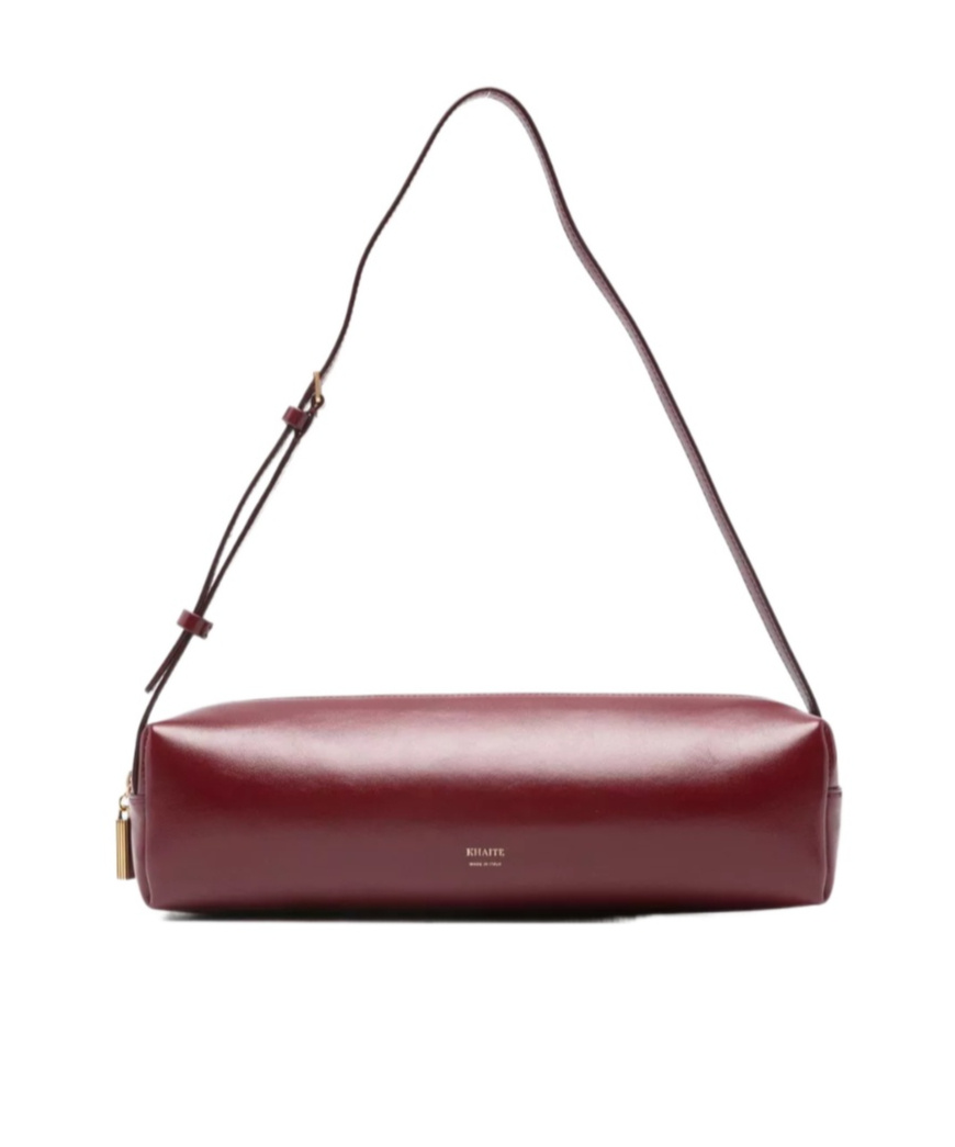 Khaite Kye Glossed-leather Shoulder Bag In Burgundy