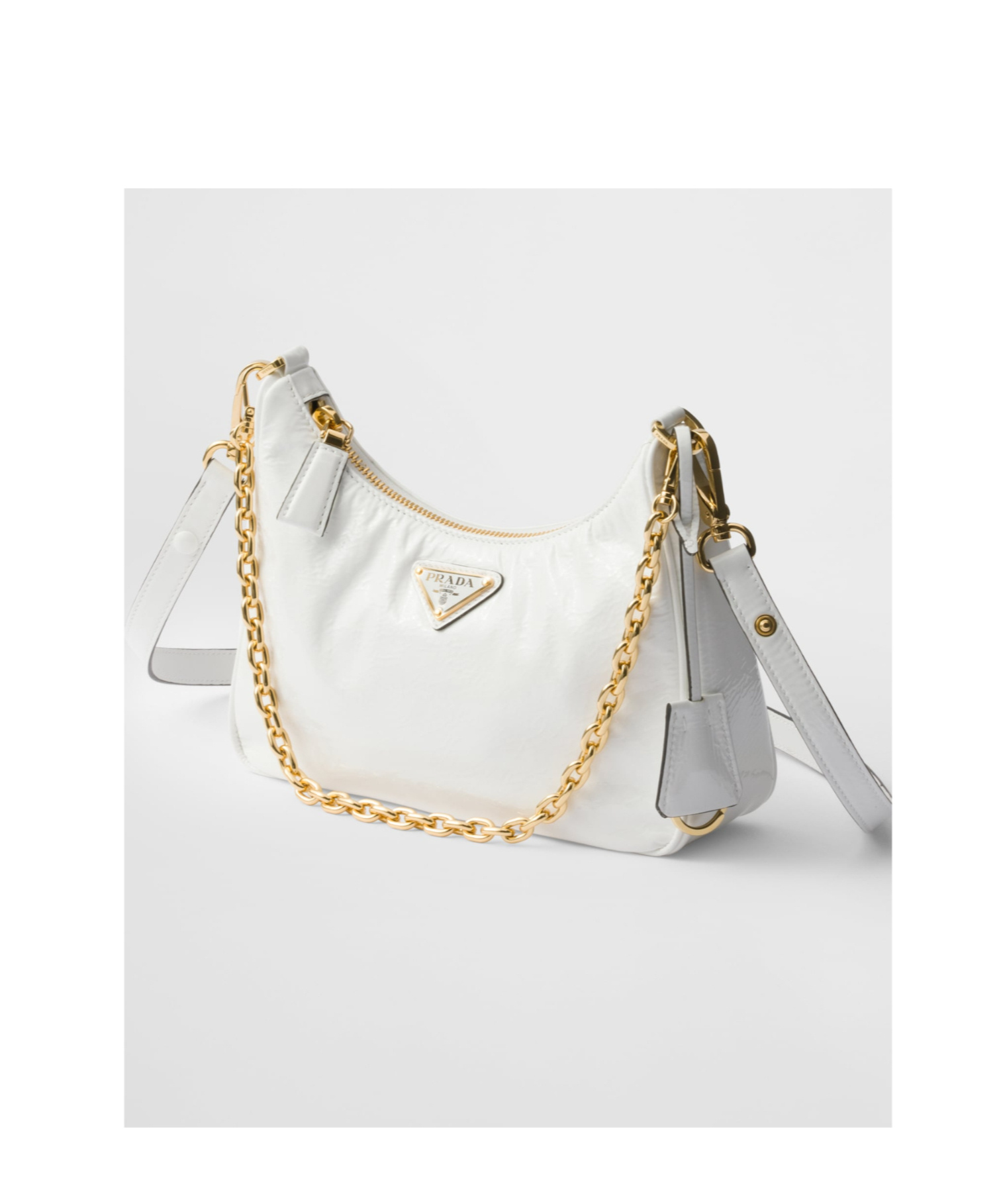 Prada Re-edition Naplak Patent Leather Mini-bag In White