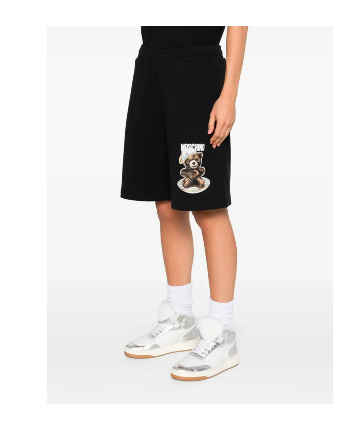 Moschino Graphic Teddy Bear Knee Length Shorts In Black