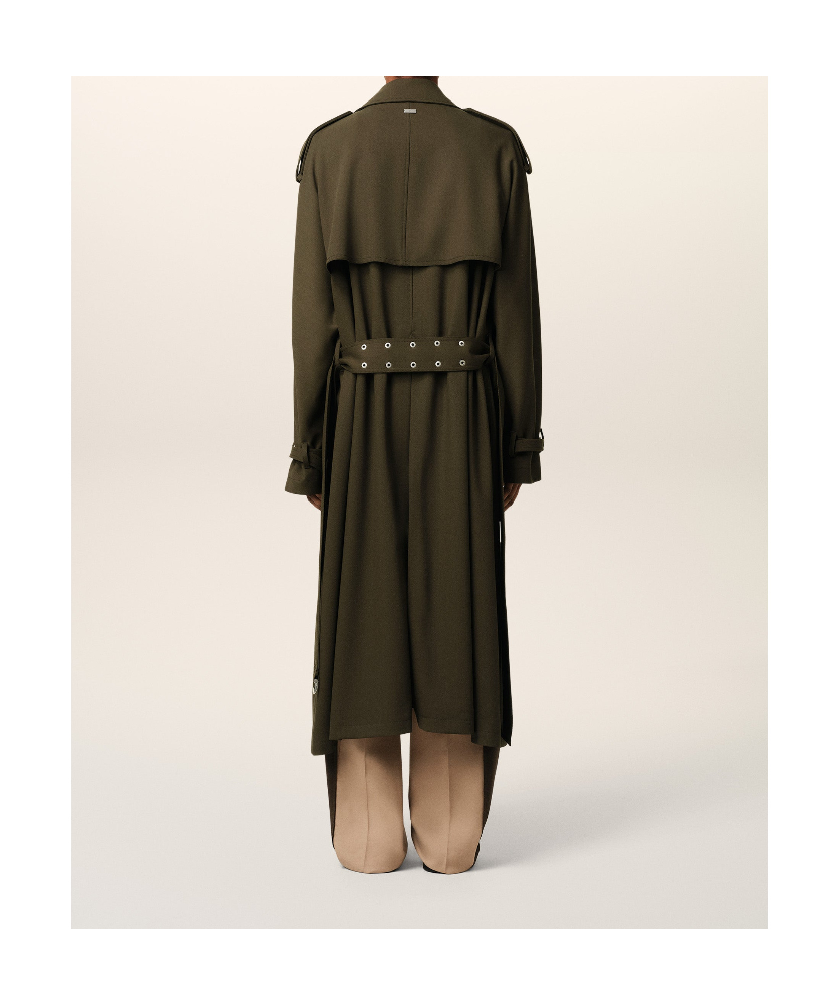 AMI ALEXANDRE MATTIUSSI WOOL GABARDINE TRENCH COAT