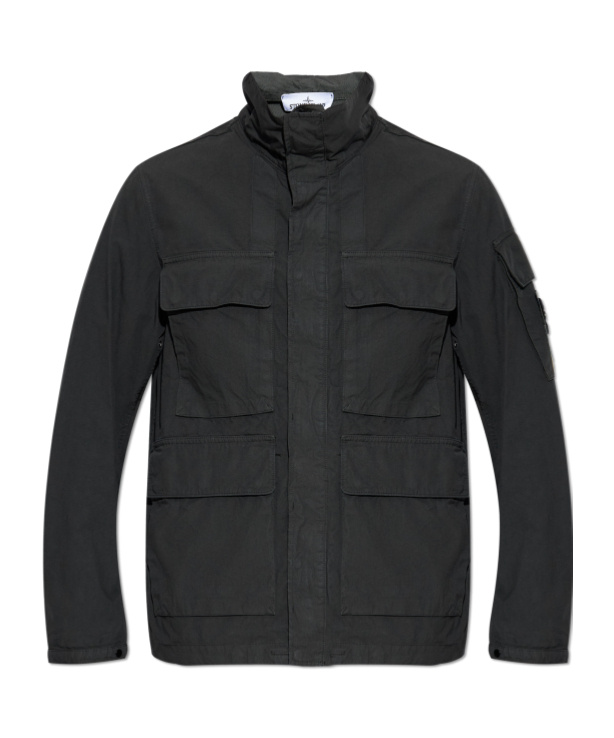 Stone Island Long-sleeved Casual Jacket In Black