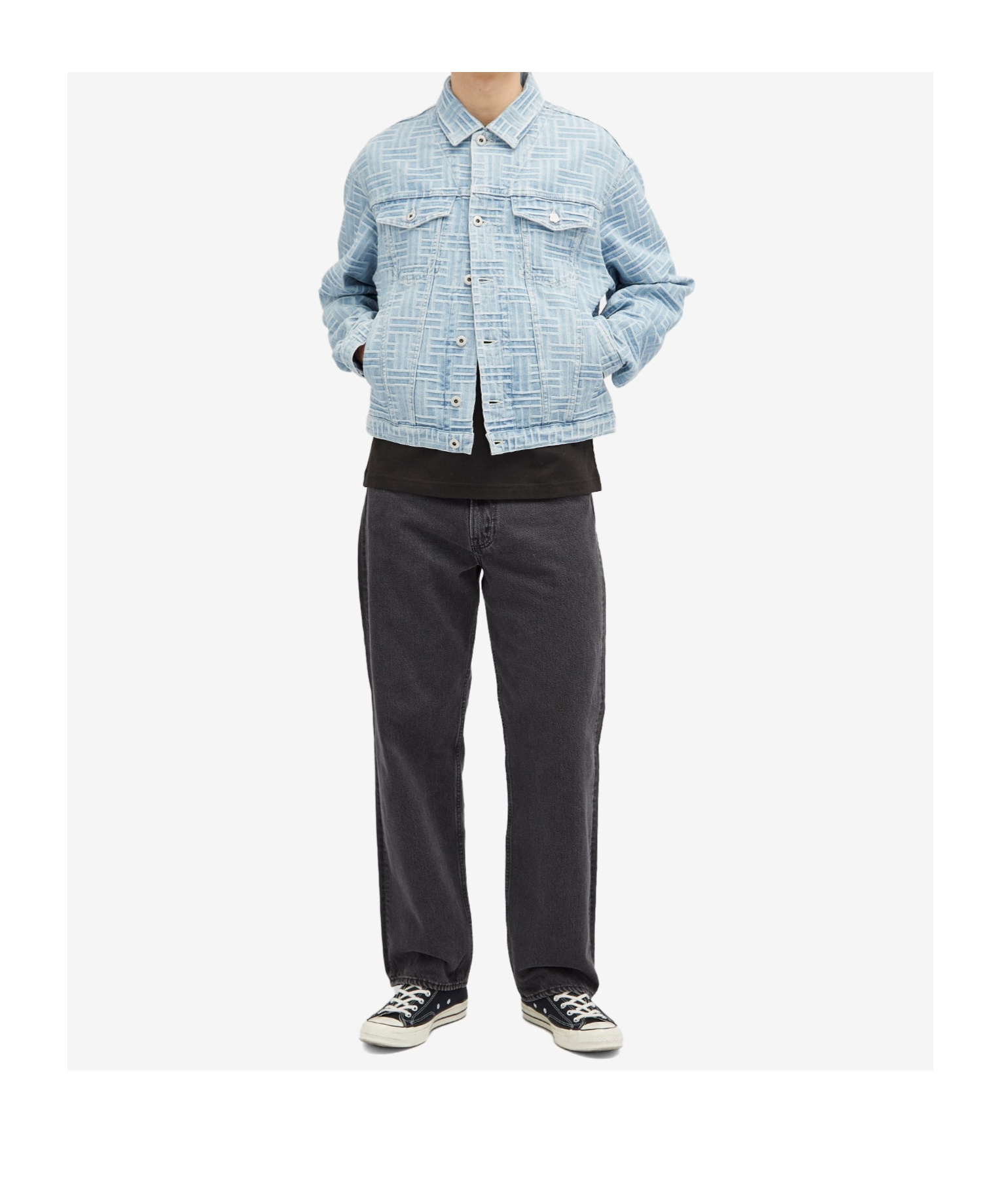 Kenzo Denim Embroidered Denim Jacket In Bleached Blue D