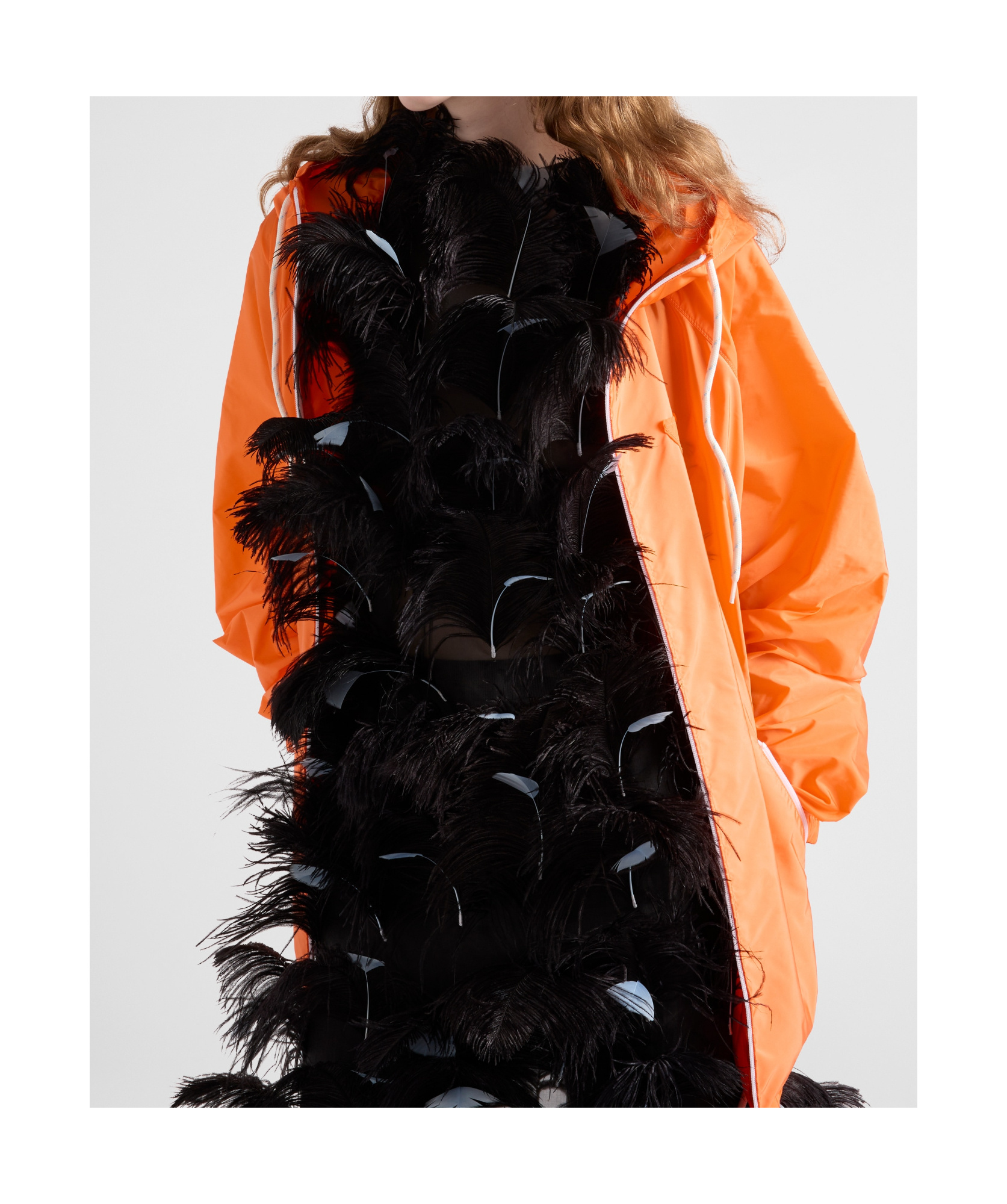 Prada Long-sleeved Hooded Raincoat In Orange