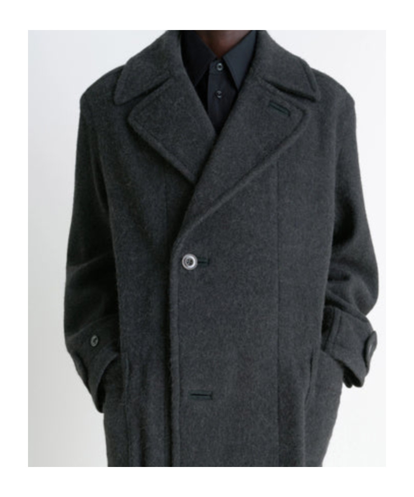 Lemaire Wool And Alpaca Long Coat With Belt In Black