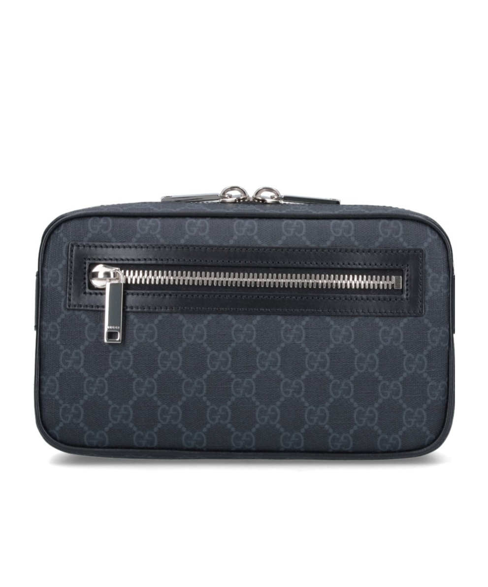 Gucci Web Stripe Gg Canvas Leather-trimmed Belt Bag In Black