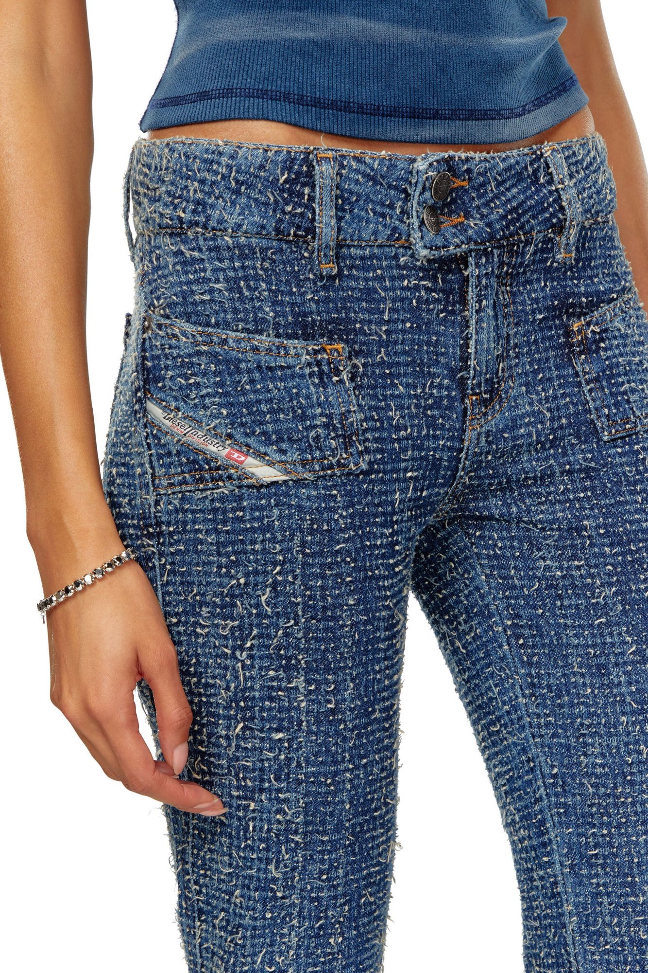 Diesel D-ebush Low-rise Flared Jeans In Blue