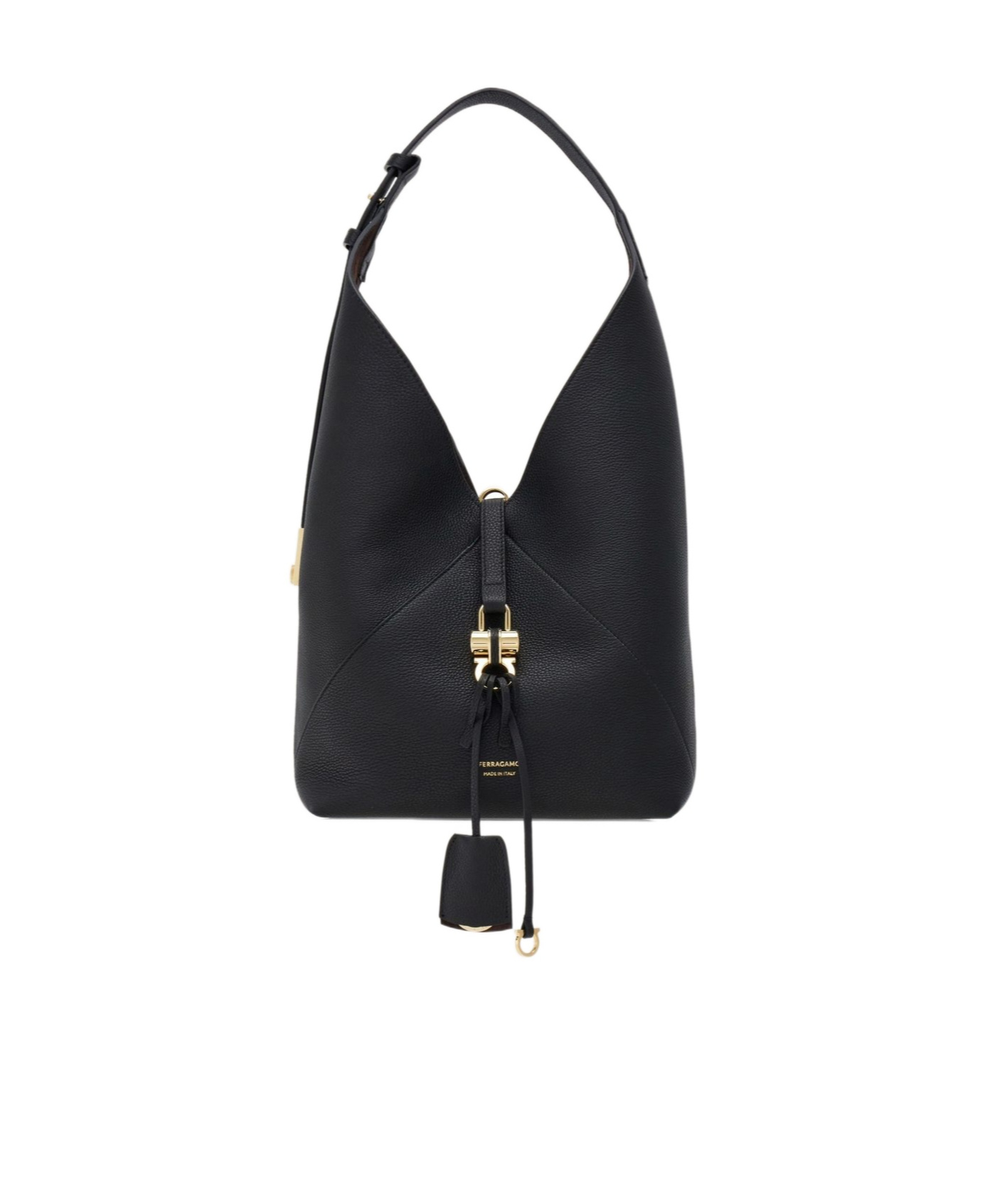 Ferragamo Hobo Medium Bag With Gancino Locker Shoulder Bags Black In Black