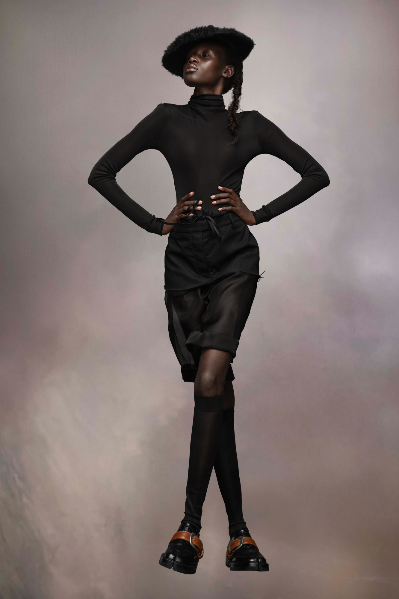 Maison Margiela Roll-neck Long-sleeve Bodysuit In Black