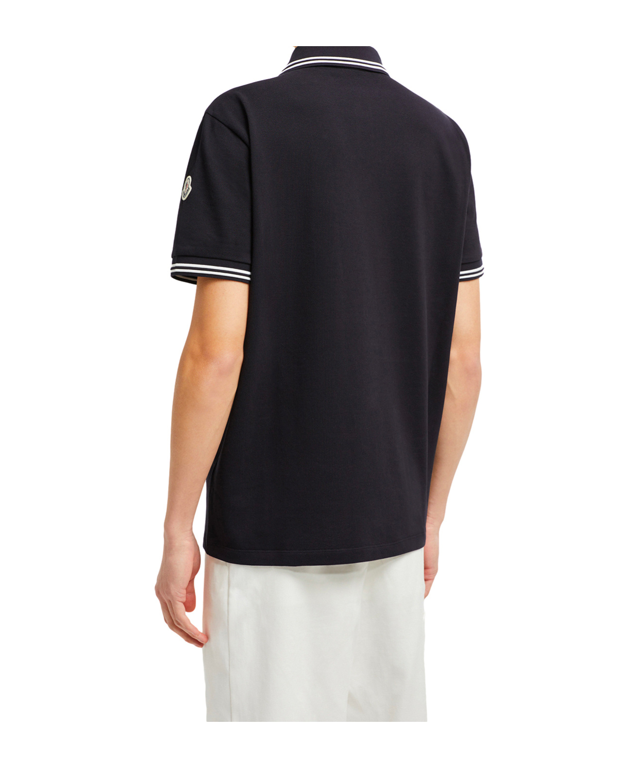 Moncler Short-sleeved Polo Shirt In Blue