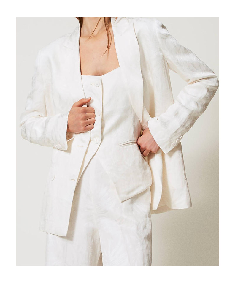 Shop Twinset Woven Blazer In White