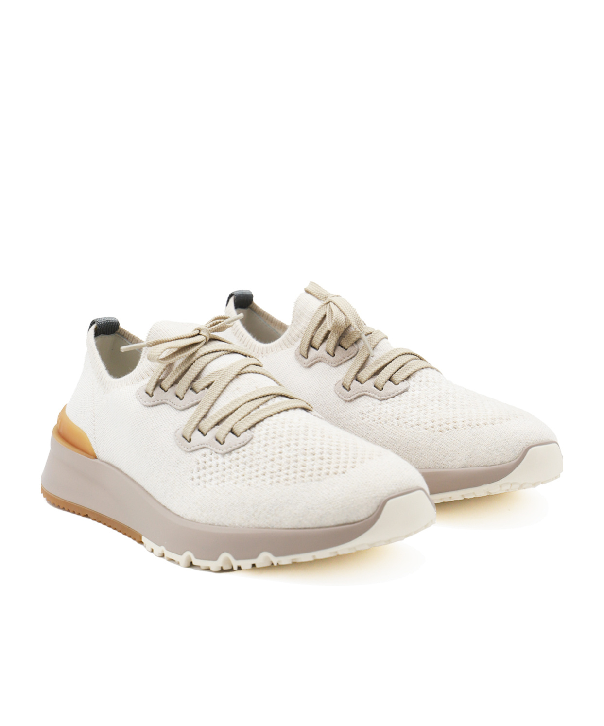 Brunello Cucinelli Knitted Low-top Sneakers In White
