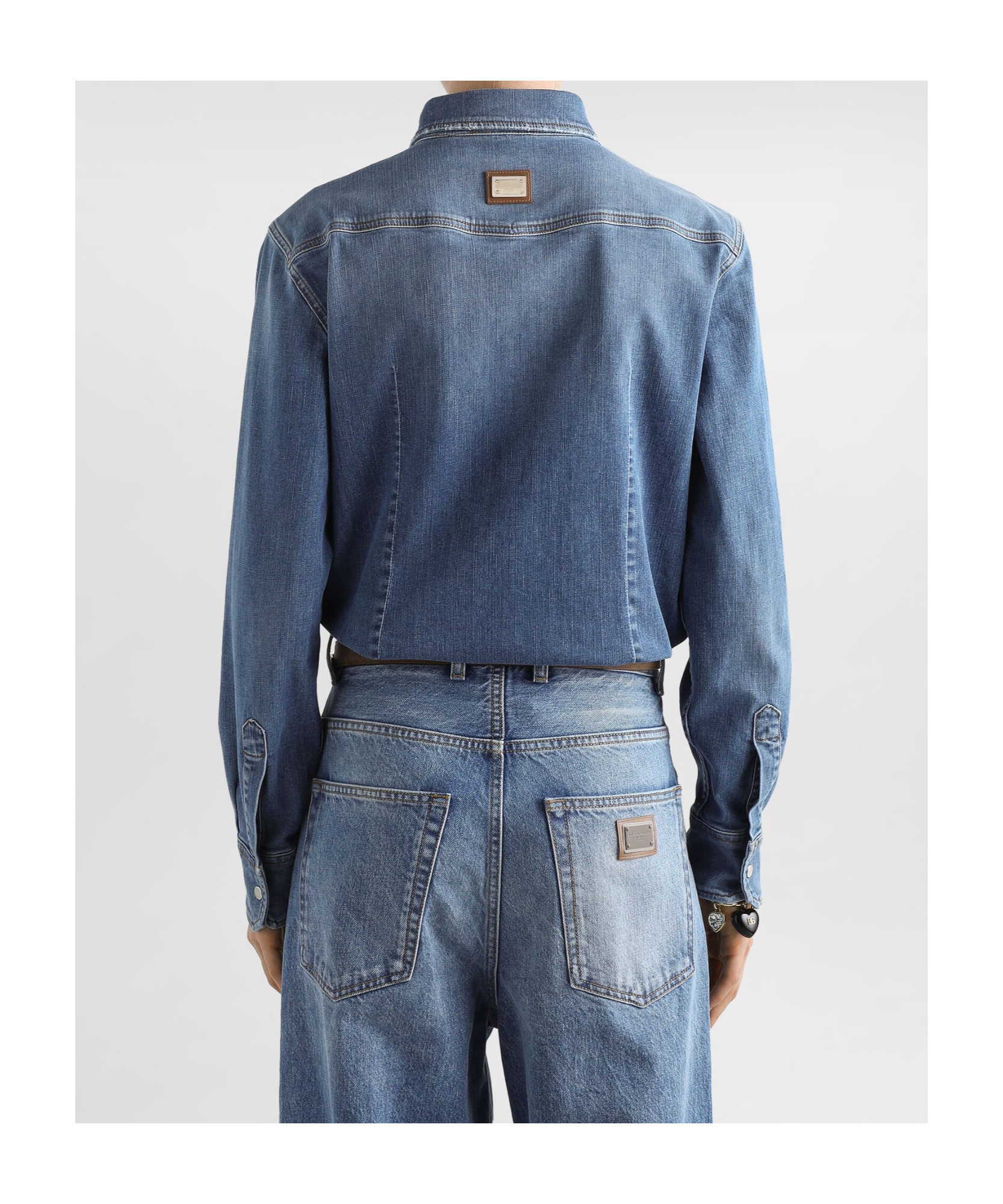 Dolce & Gabbana Long Sleeve Denim Shirt In Black