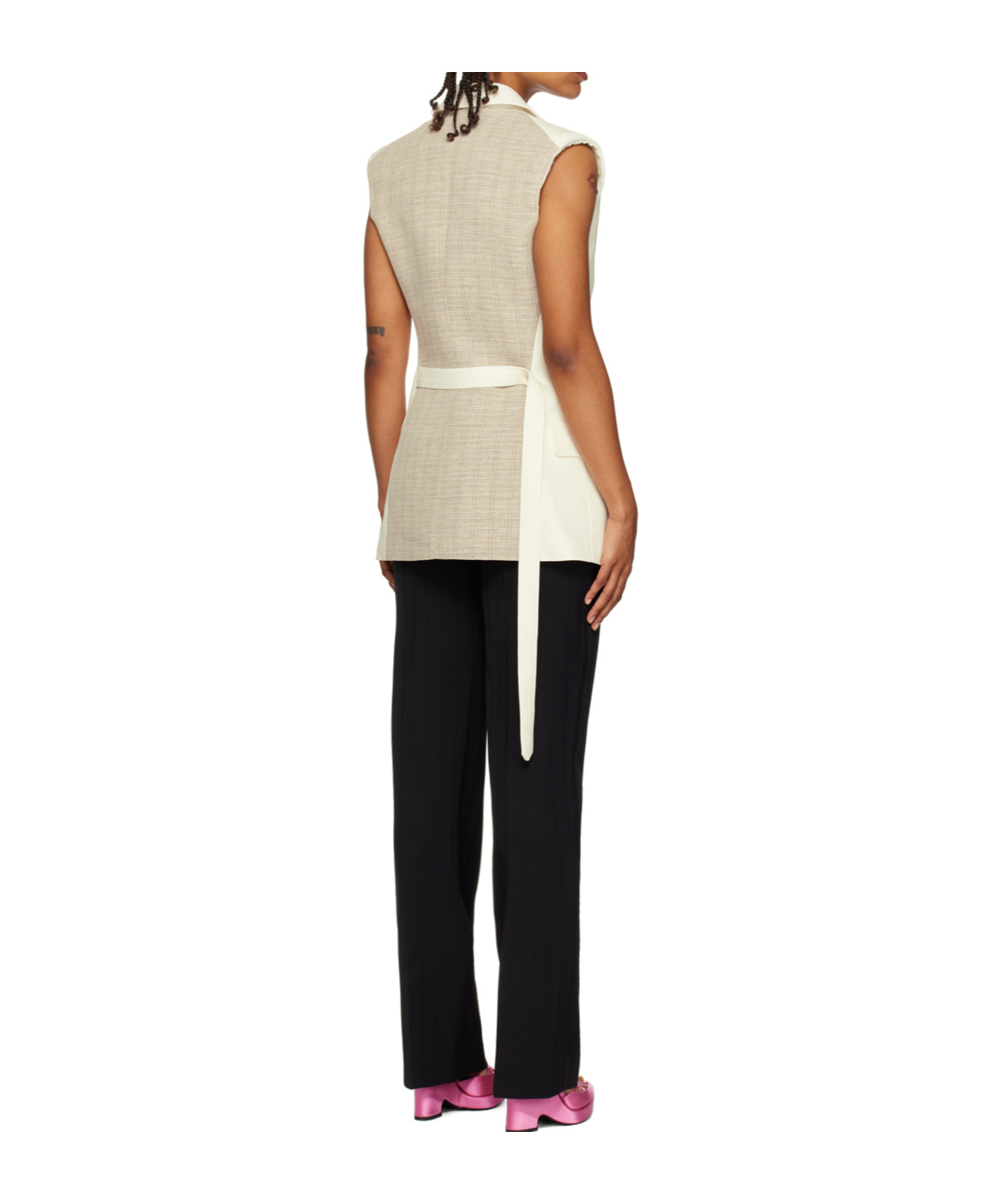 Victoria Beckham Two-tone Sleeveless Jacket In Black