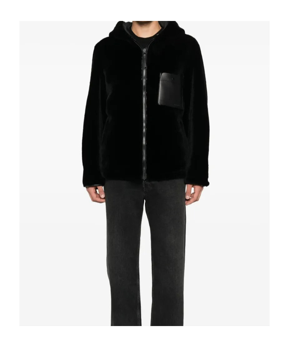 Yves Salomon Patch Pocket Hooded Jacket In Black