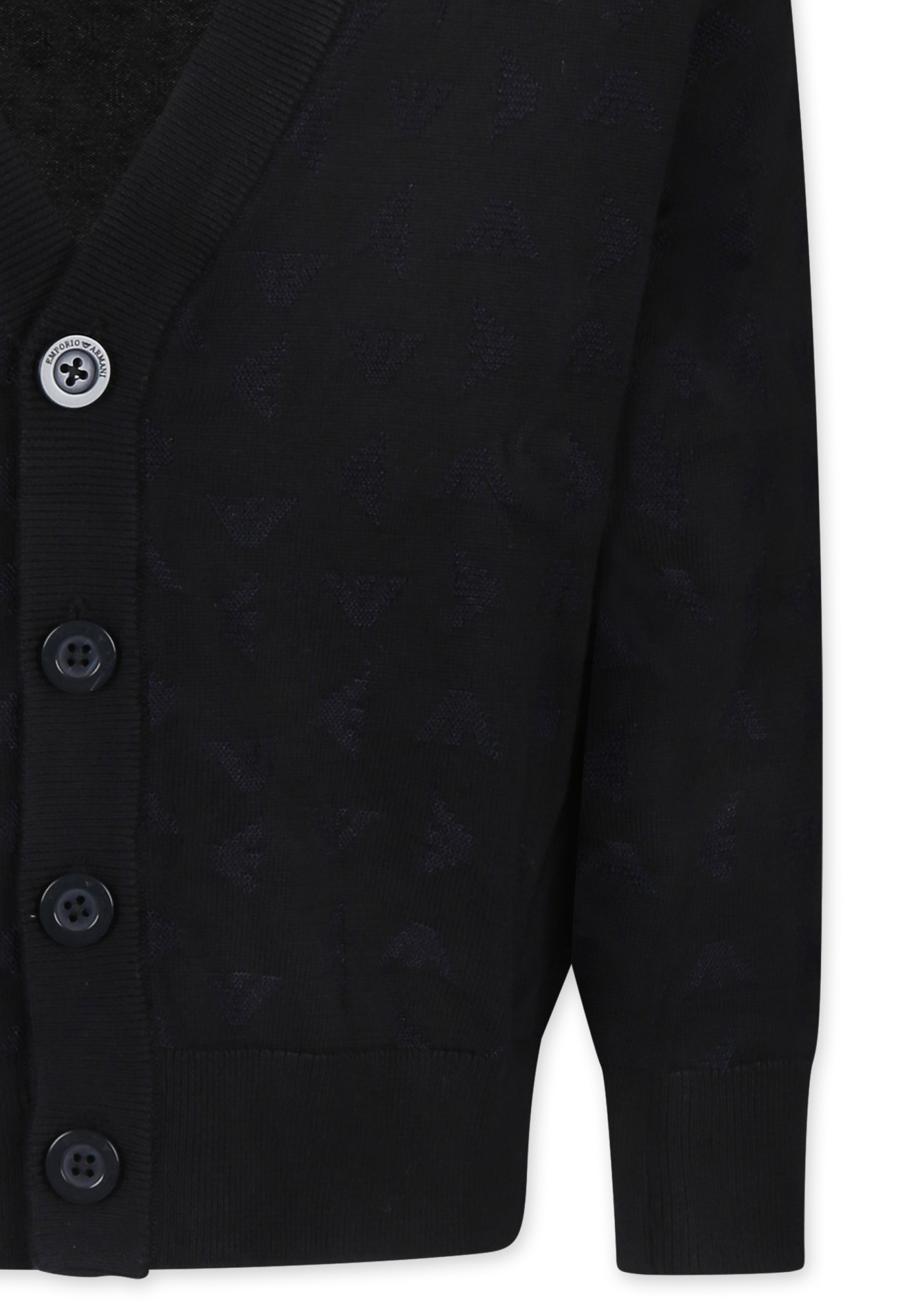 Emporio Armani Long-sleeved Knitted Cardigan In Black