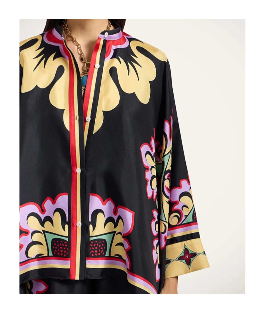 La Doublej Floral Print Cape In Black