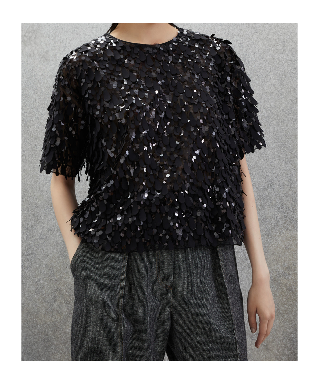 Brunello Cucinelli Jazz Droplet Embellished T-shirt In Black