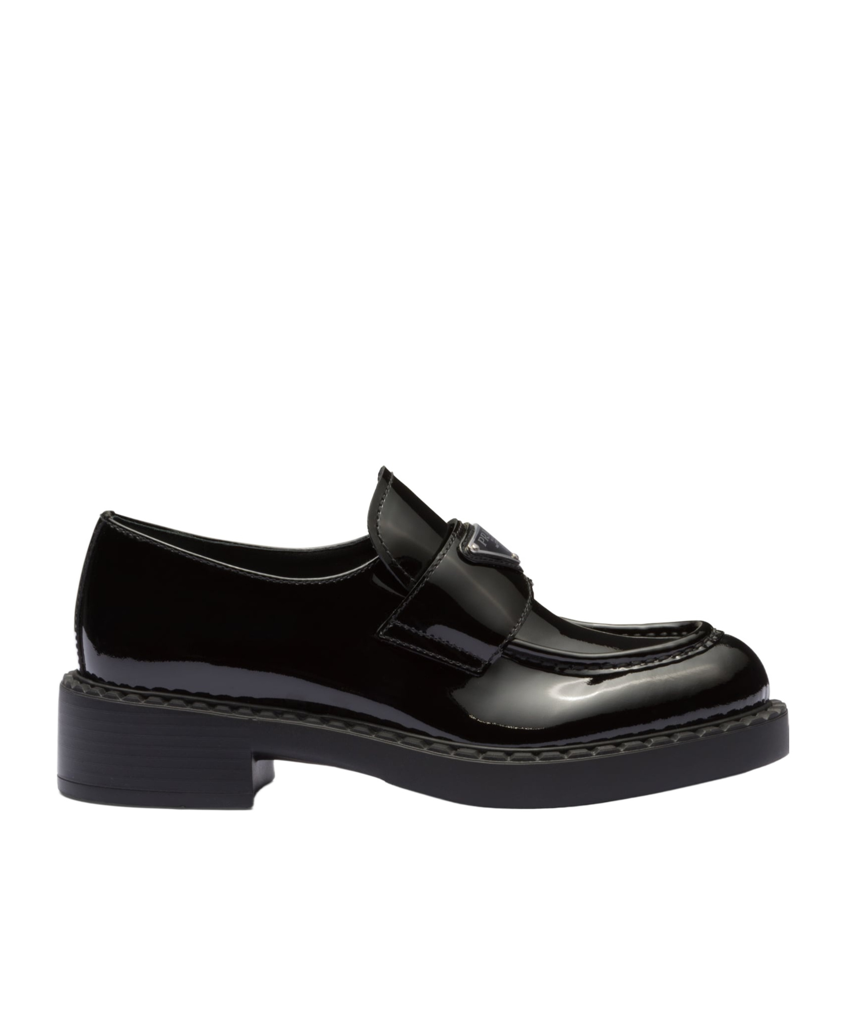 Prada Logo-plaque Leather Loafers In Black