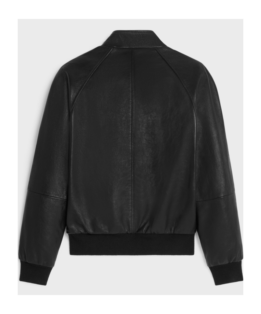 Celine Long-sleeved Leather Jacket In Black