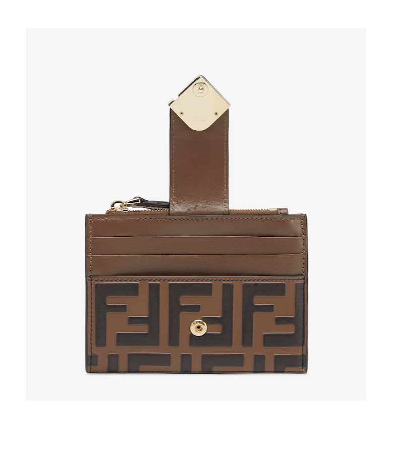 FENDI BROWN LEATHER CARD HOLDER