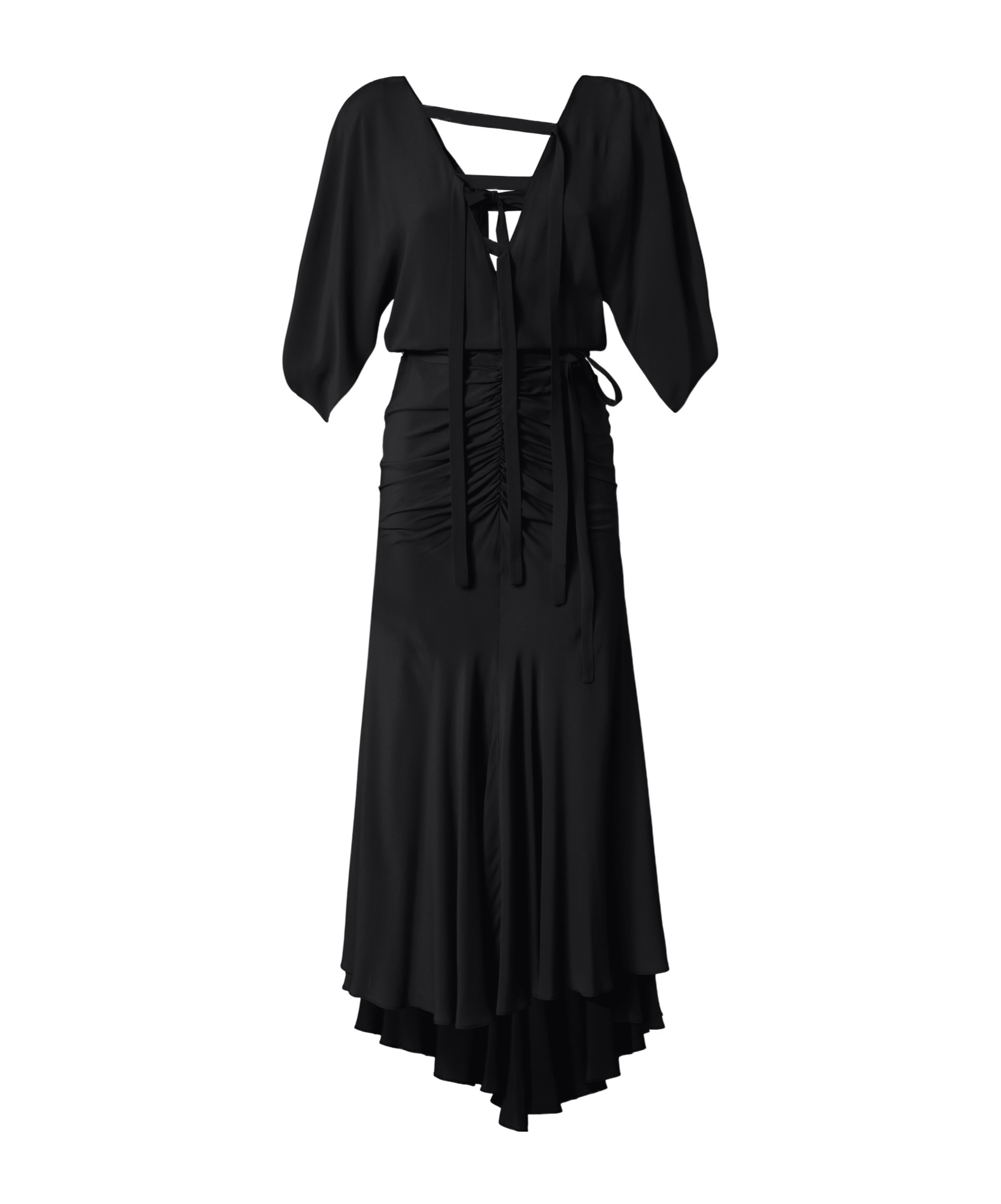 Pinko Long Silk-blend Crepe Dress In Black