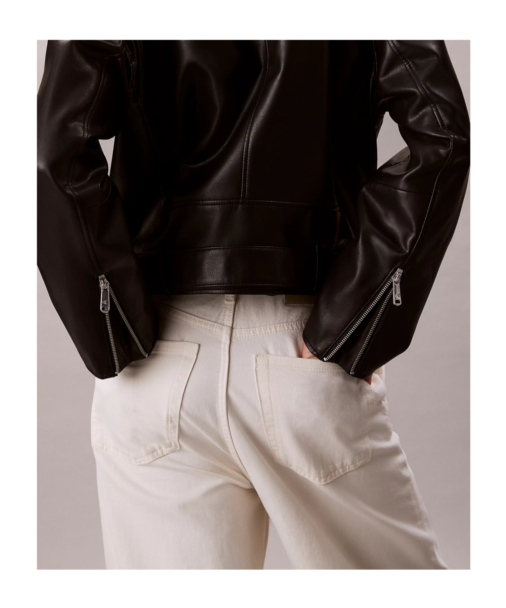 Calvin Klein Jeans Est.1978 Faux Leather Biker Jacket In Black