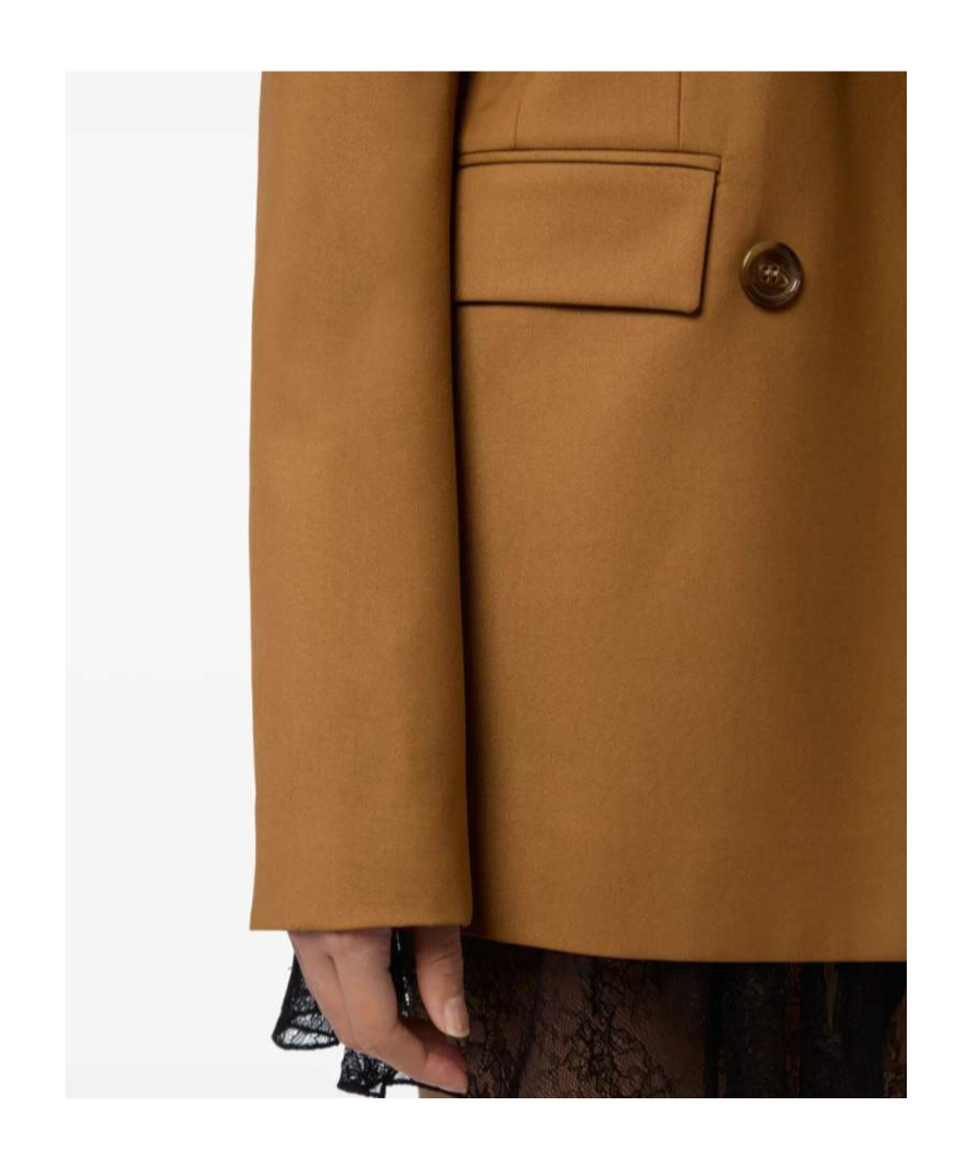 Nina Ricci Double-breasted Jacket In Wool Gabardine In Brown