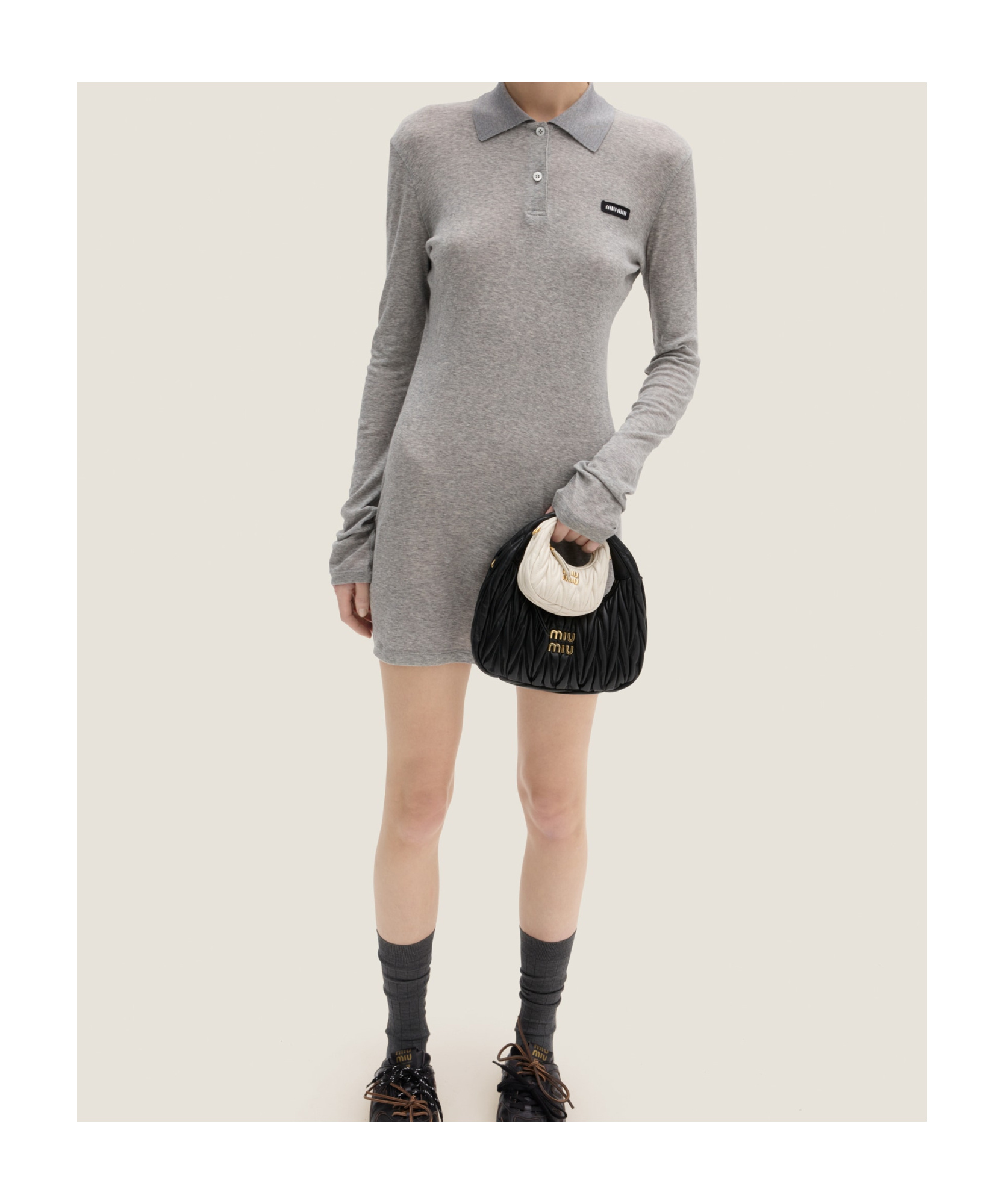 Miu Miu Minikleid Aus Geripptem Strick In Gray