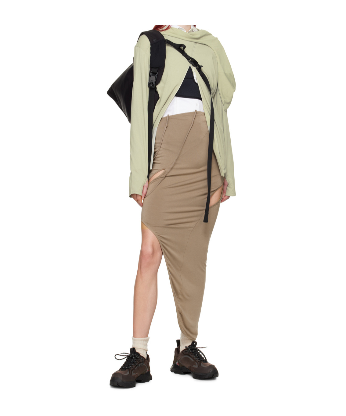 Post Archive Faction (paf) Brown 6.0 Center Midi Skirt