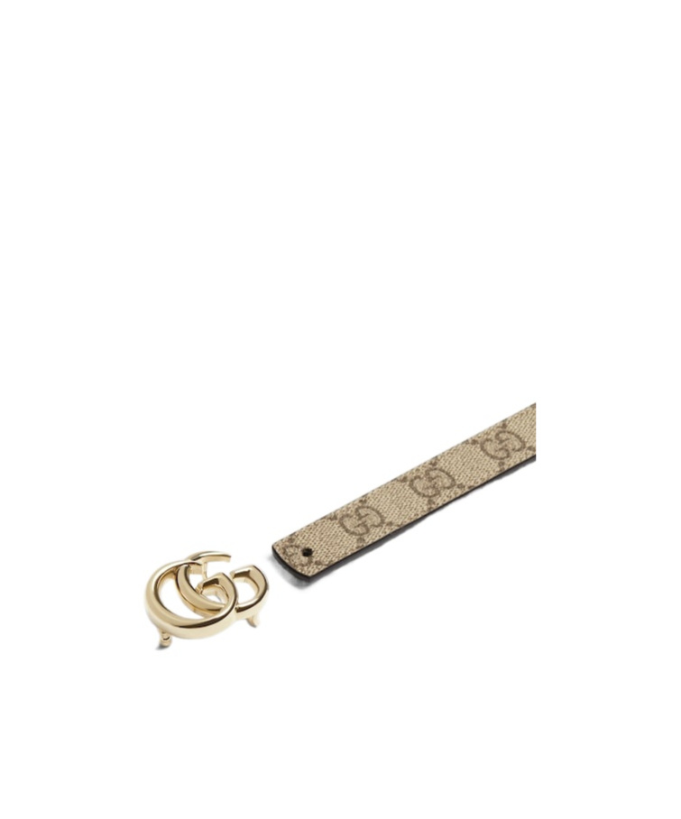 Gucci Reversible Gg Marmont Thin Belt In Brown