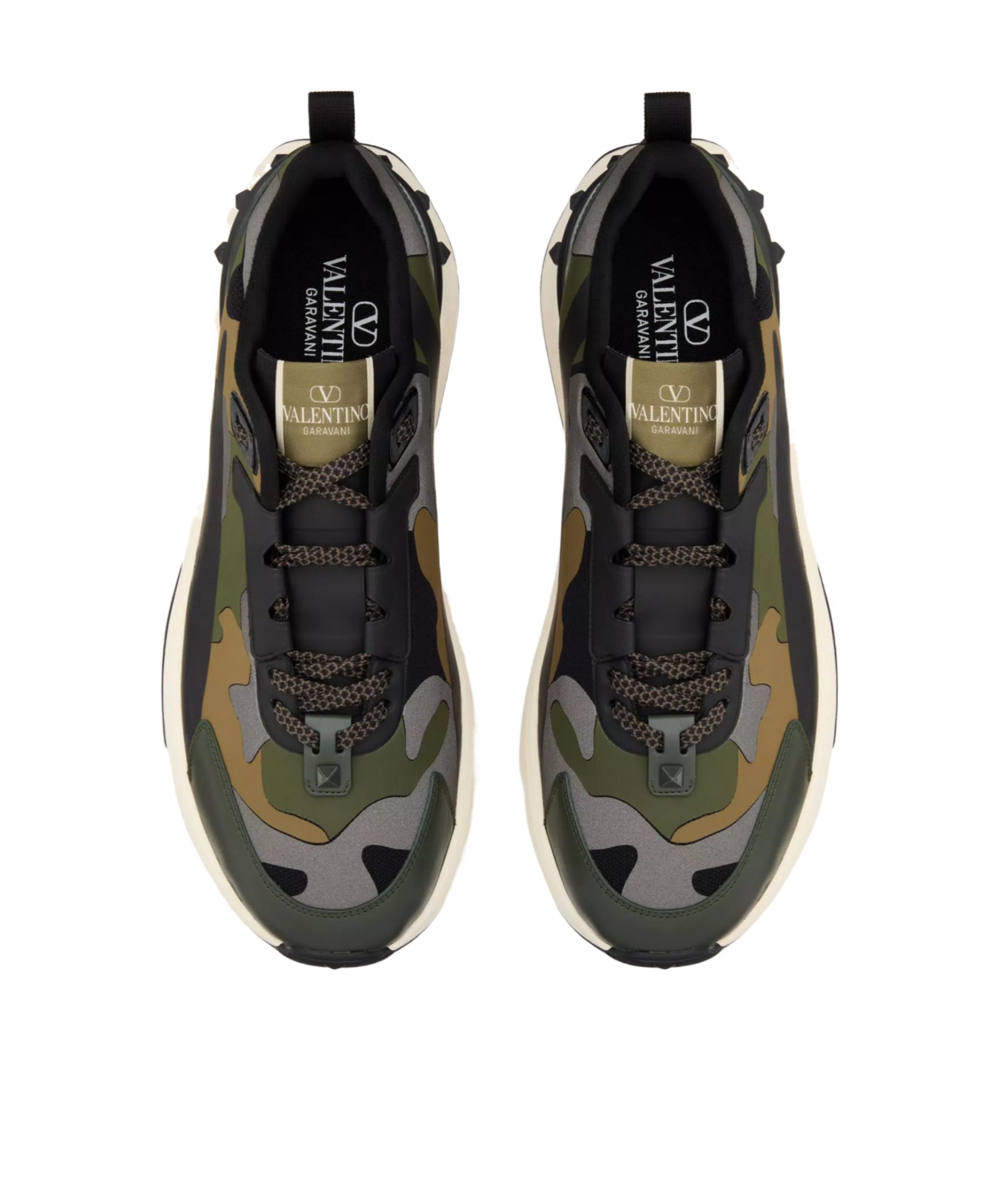 Shop Valentino Low Top True Act Camouflage Trainer In Rubberised Fabric In Black