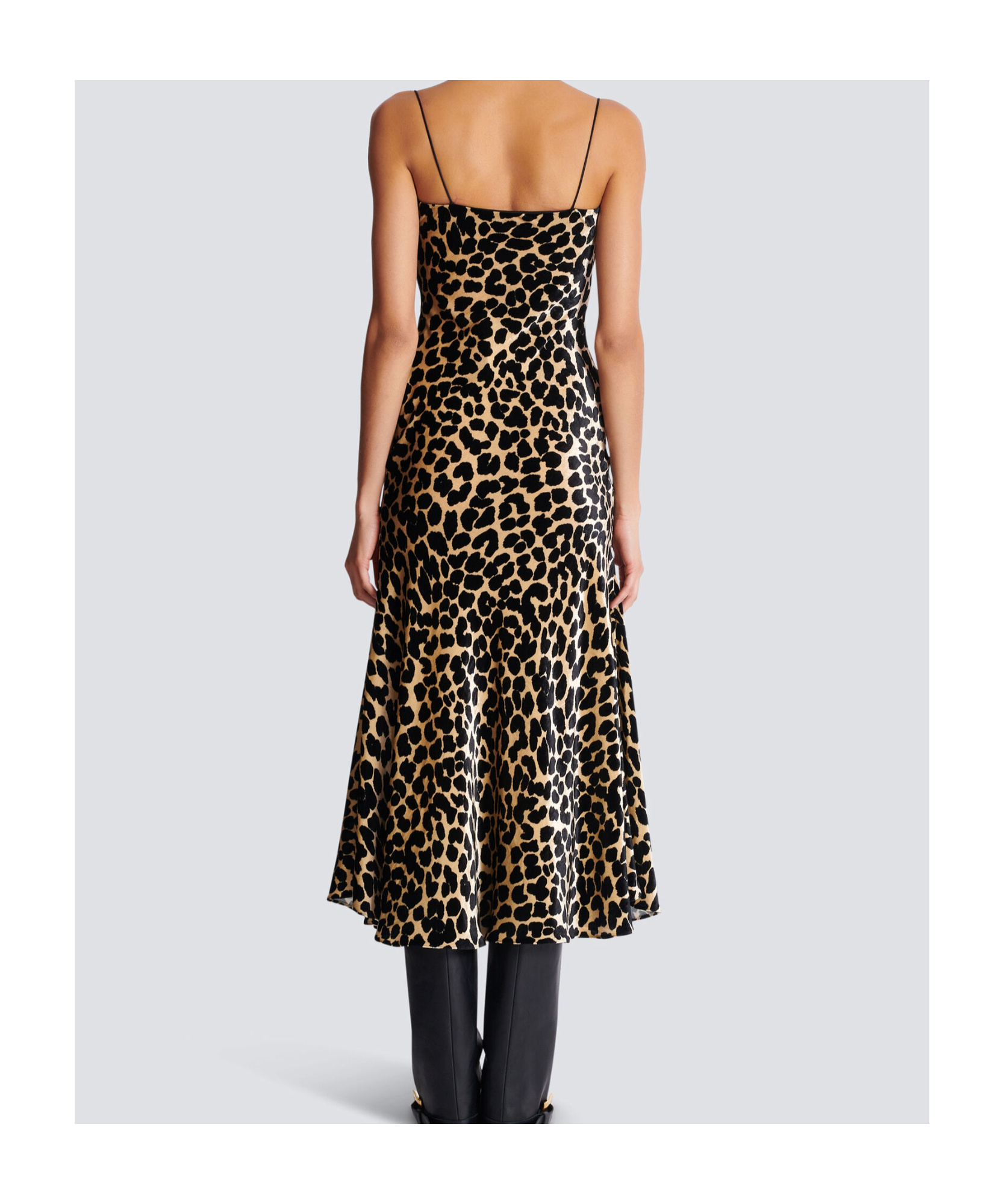 Balmain Leopard Print Cowl Neck Velvet Slip Dress In Animal Print