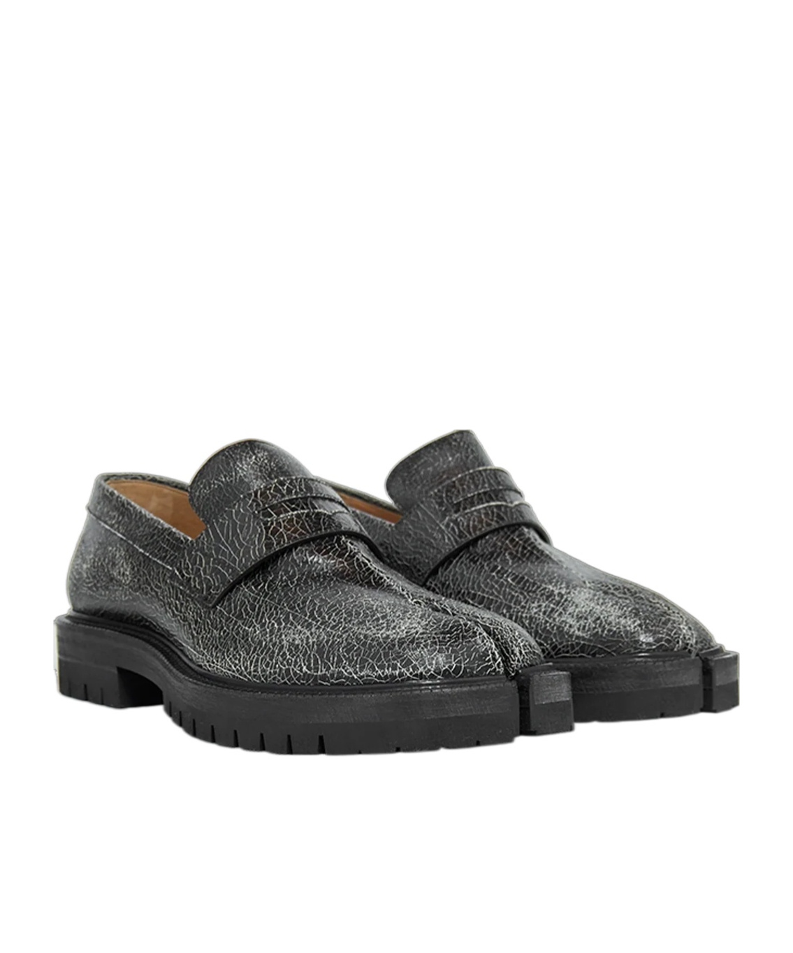 Maison Margiela Taby County Crackled Loafers In Multi