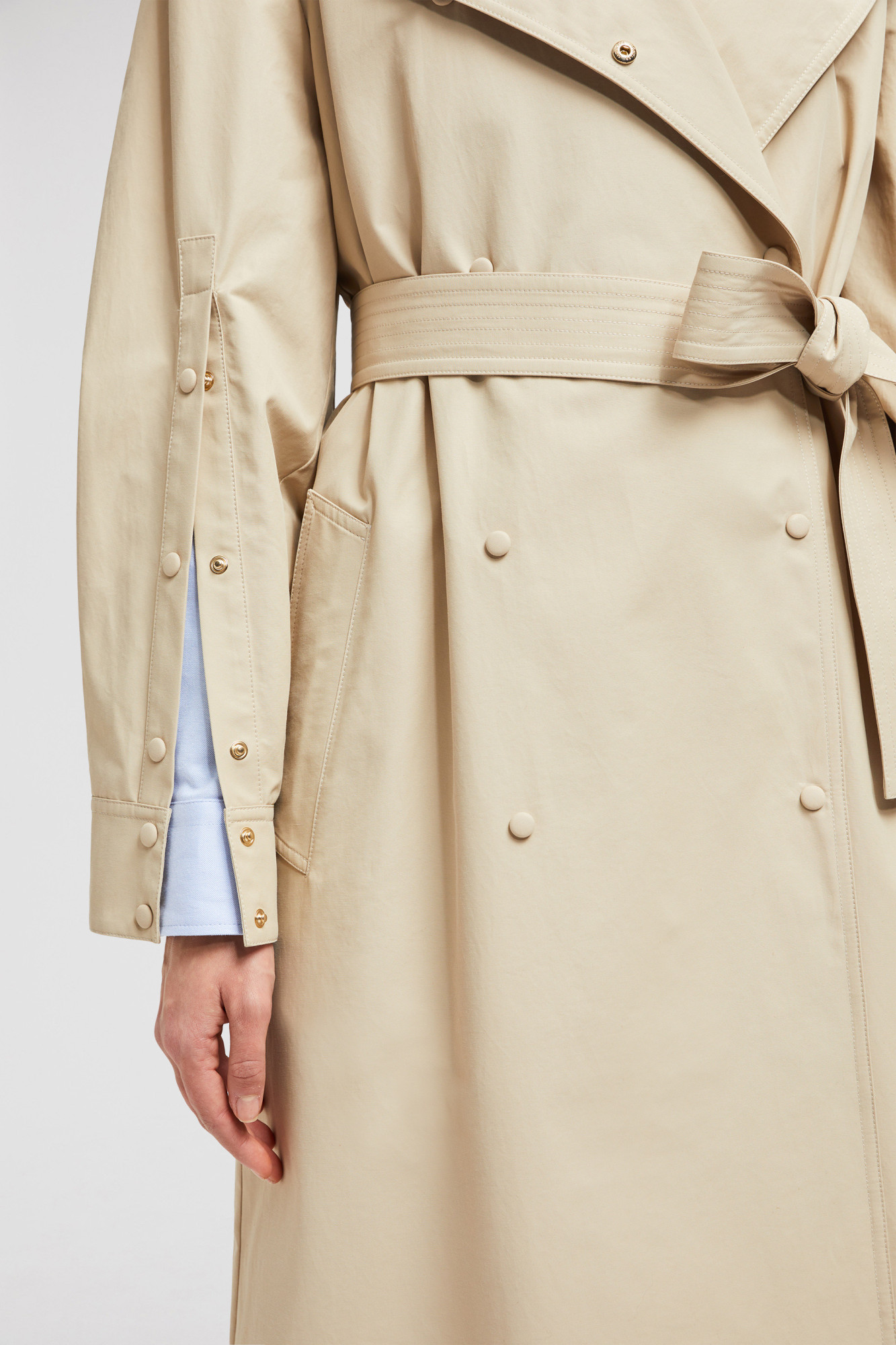 Moncler Gourdon Cotton-blend Trench Coat In Beige