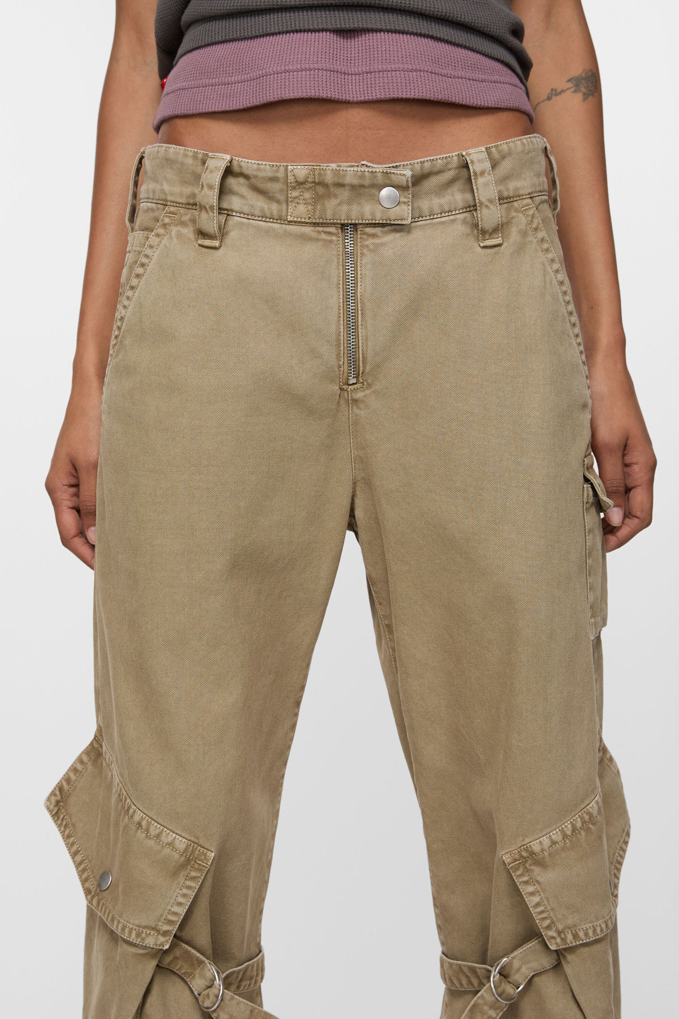 Acne Studios Strap-detail Cargo Trousers In Green