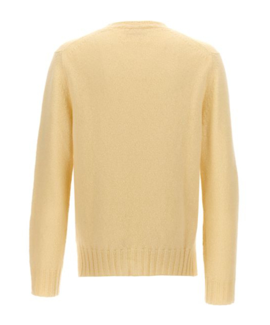 Jil Sander Crew Neck Wool Sweater With Side Slits In Nude