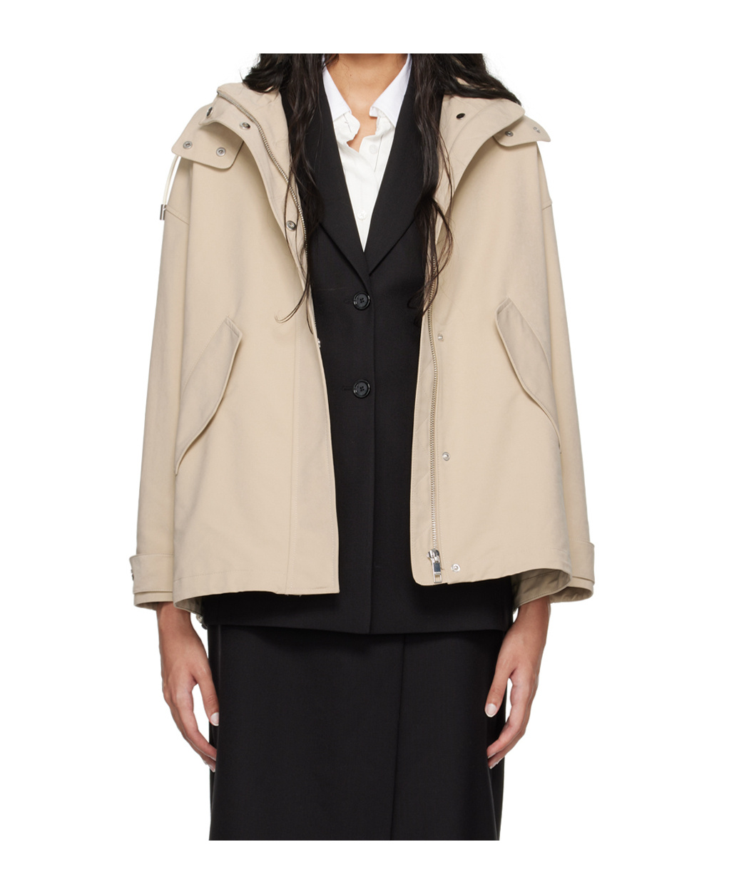 Hugo Boss Beige Hoodedjacket In Nude