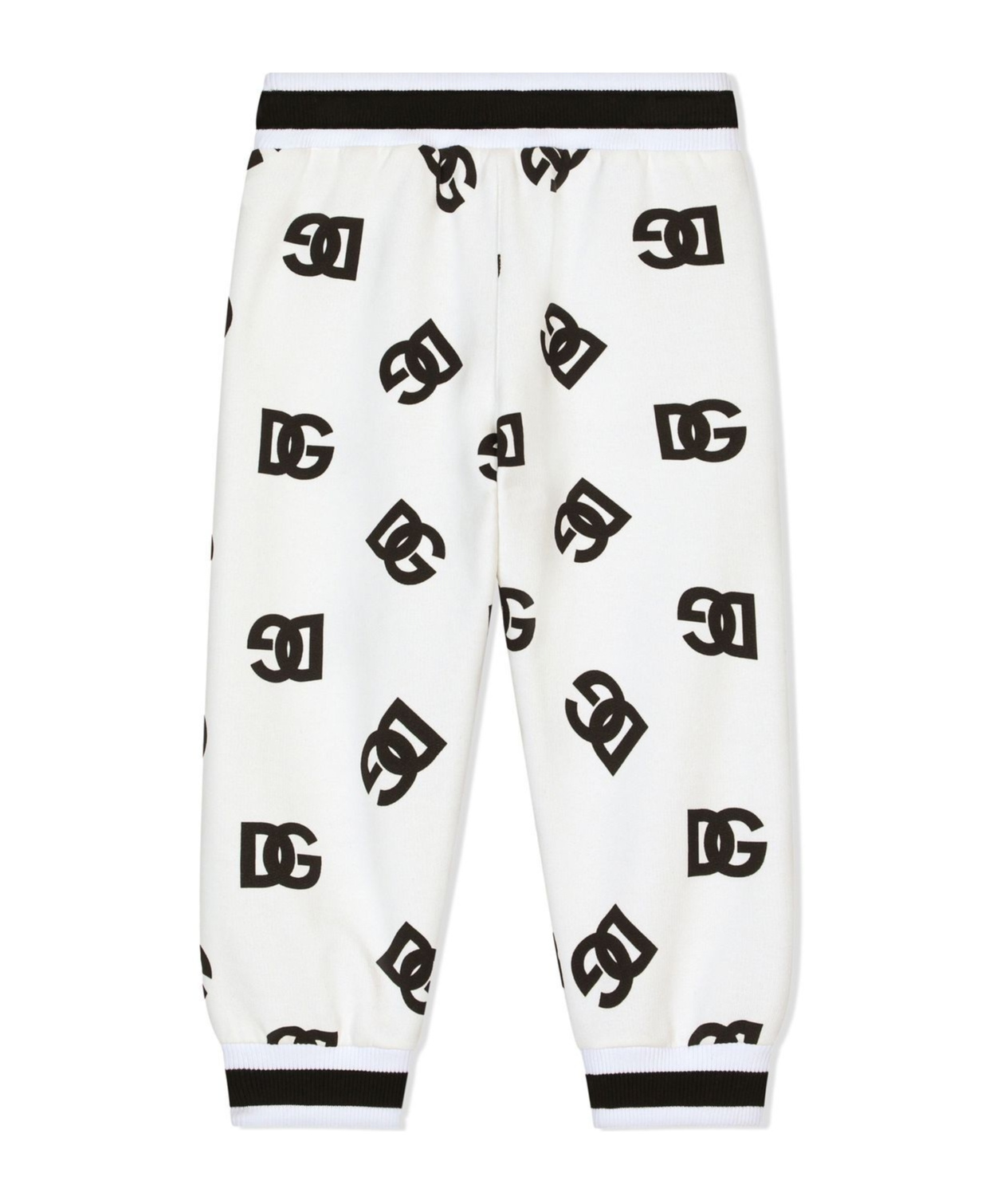 Dolce & Gabbana White Sweatpants For Baby Boy With Black Logo In White