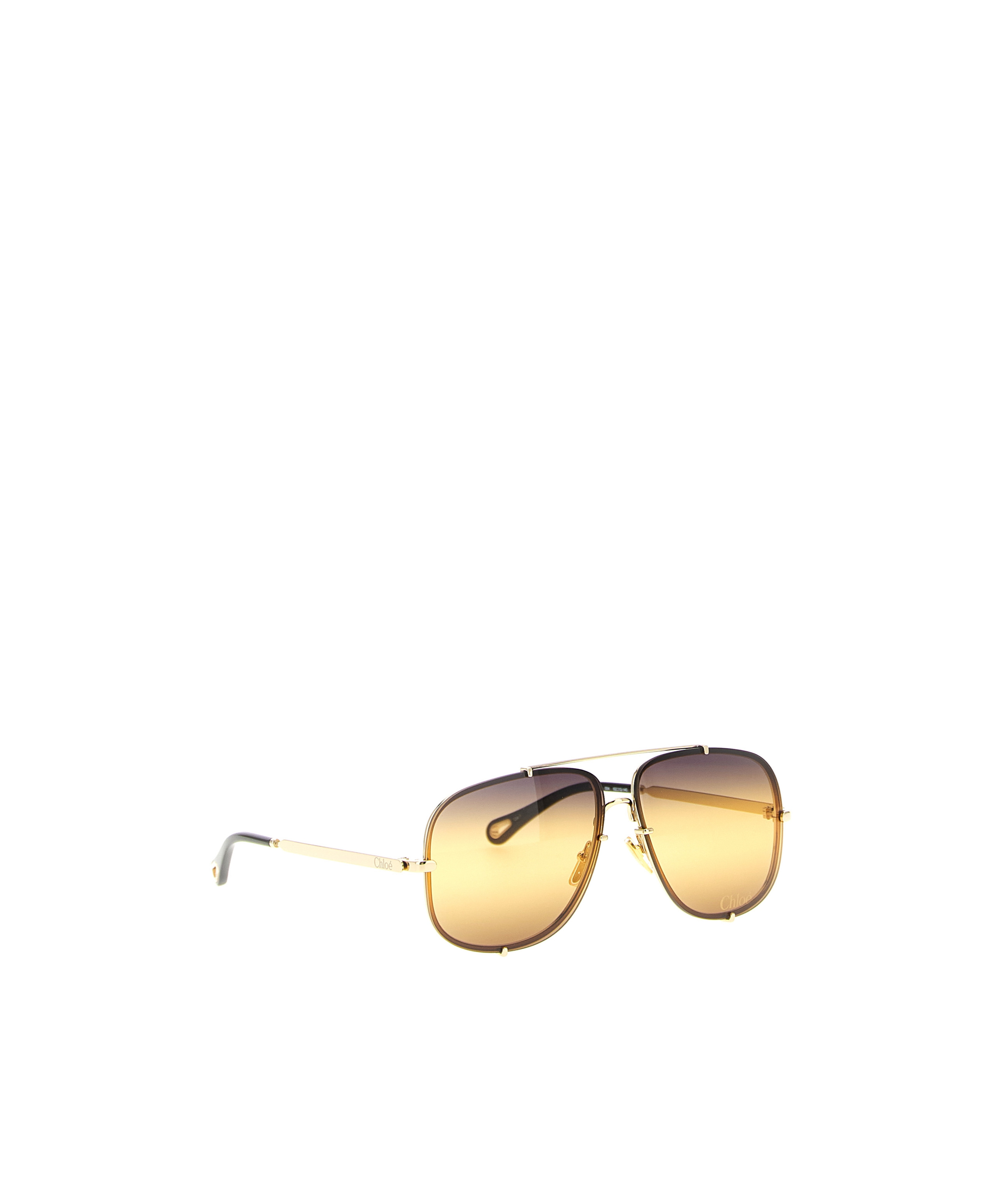 Chloé Square Metal Sunglasses Gradient Lenses In Yellow